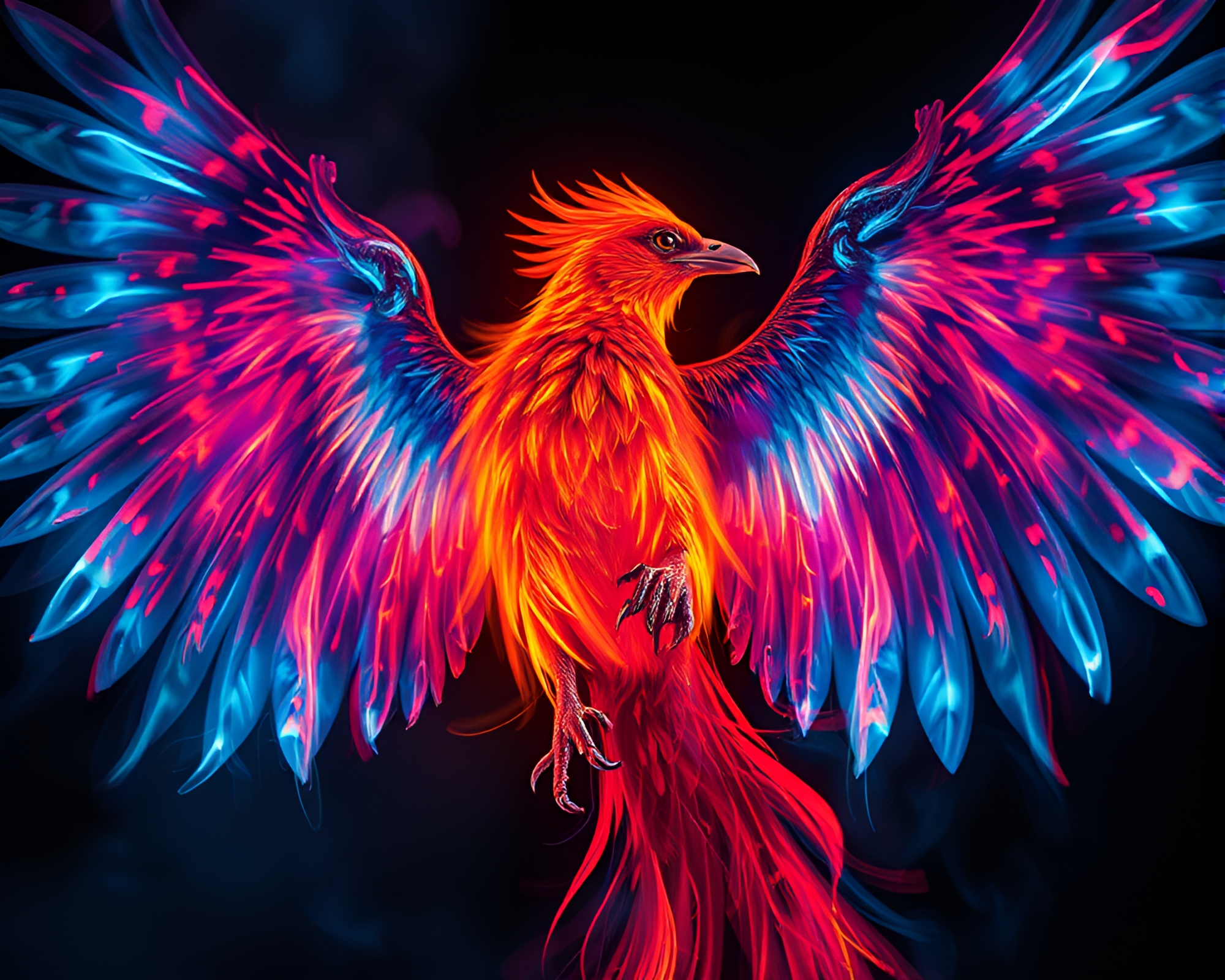 Majestic Phoenix Light Painting Composition – free AI stock image