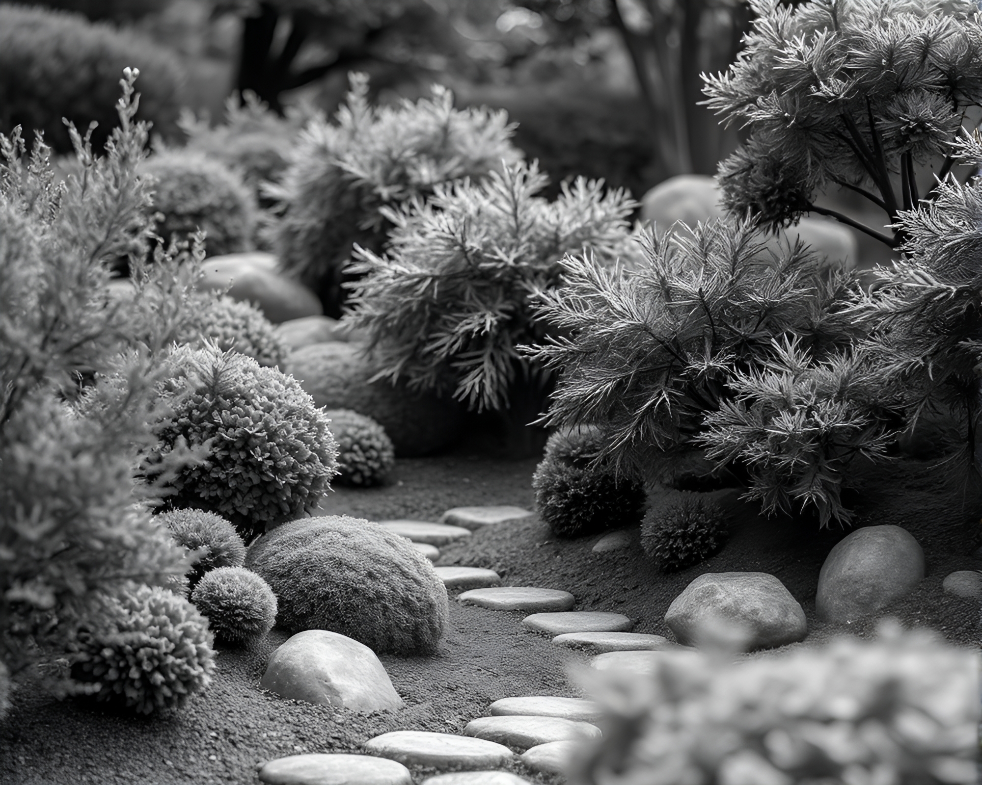 Zen Garden Macro Detail in AI-Generated Graphite Gray – free AI stock image