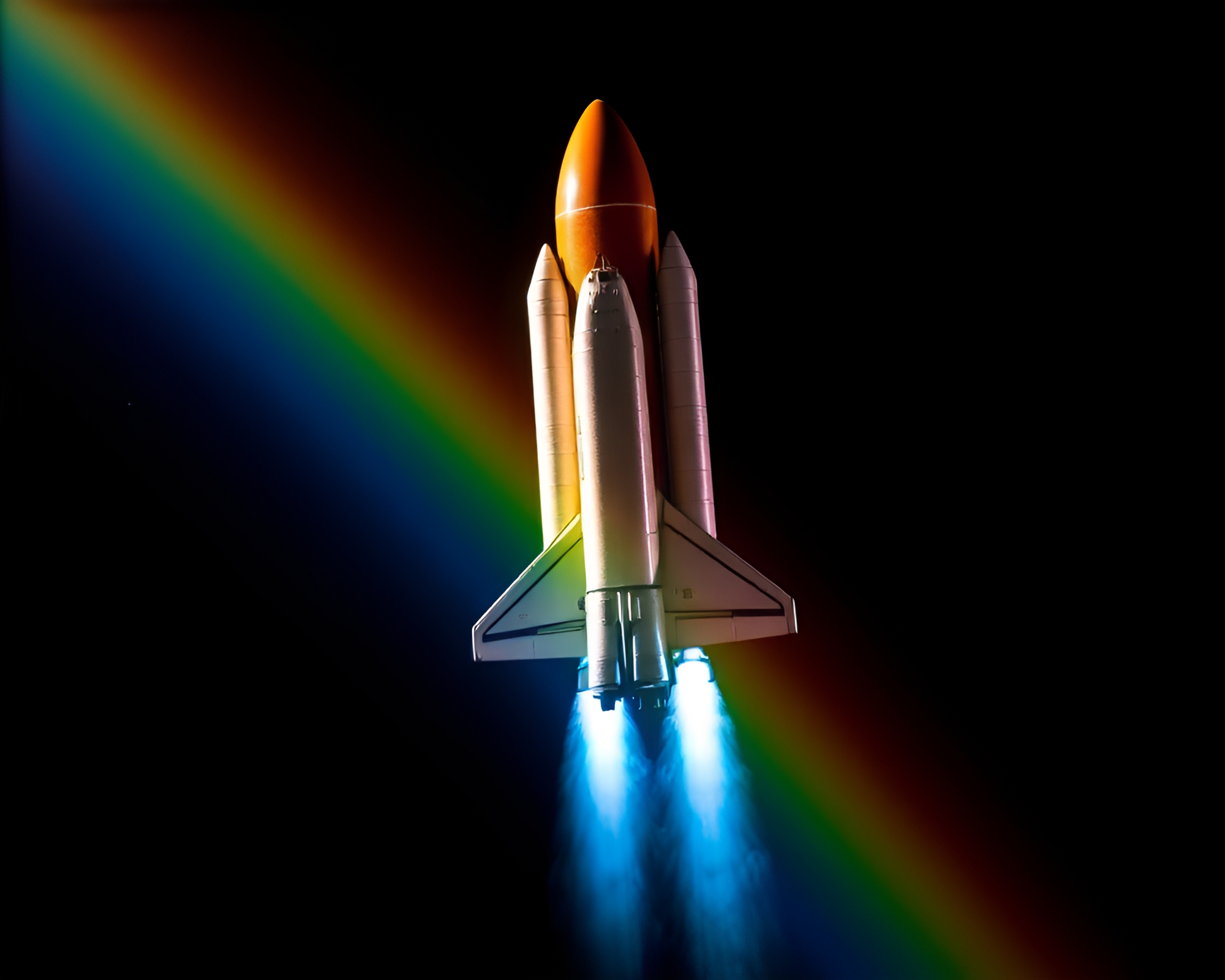 Rainbow Space Shuttle in Fractal HDR Art – free AI stock image