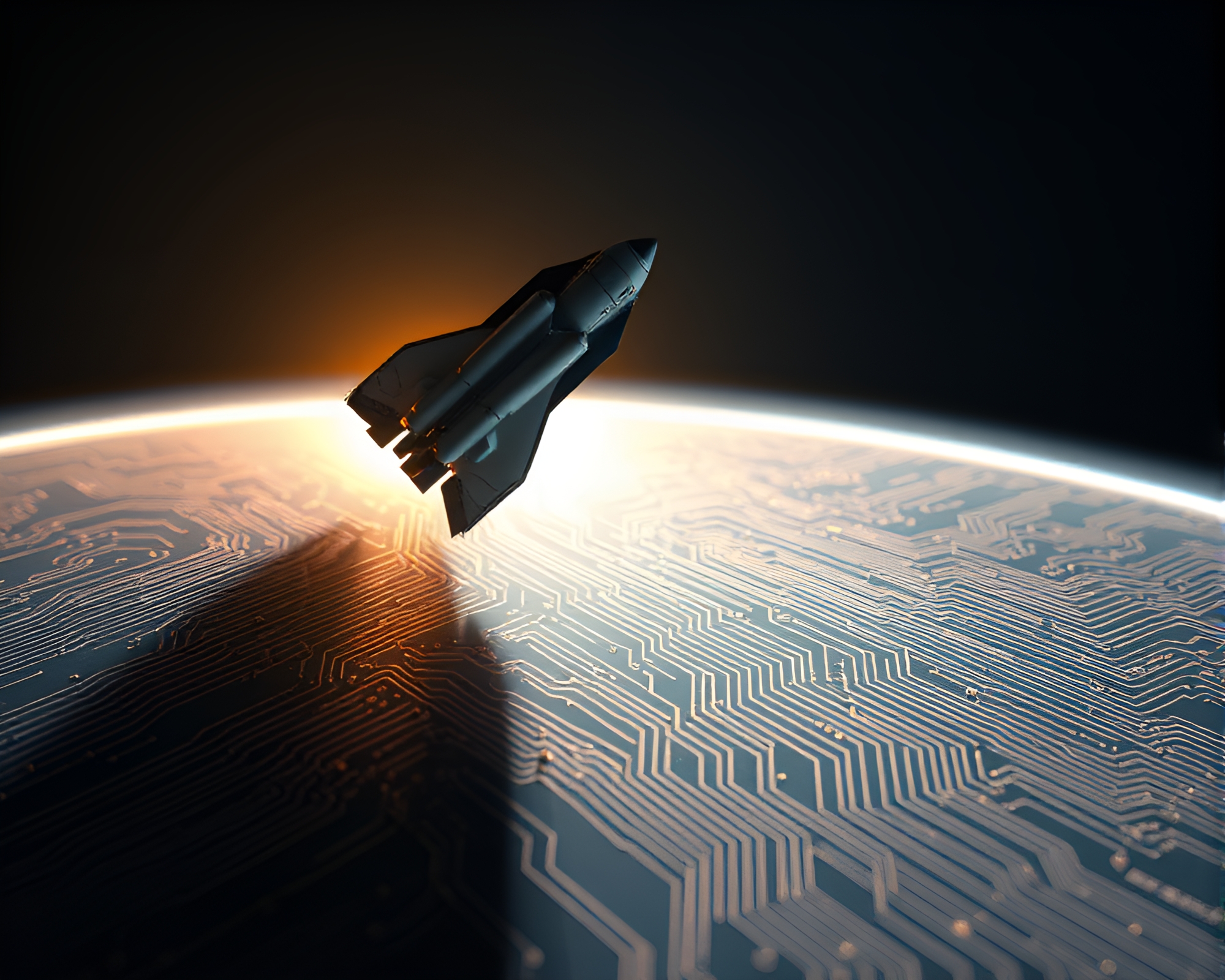 Space Shuttle Circuit Board Eclipse Shadow – free AI stock image