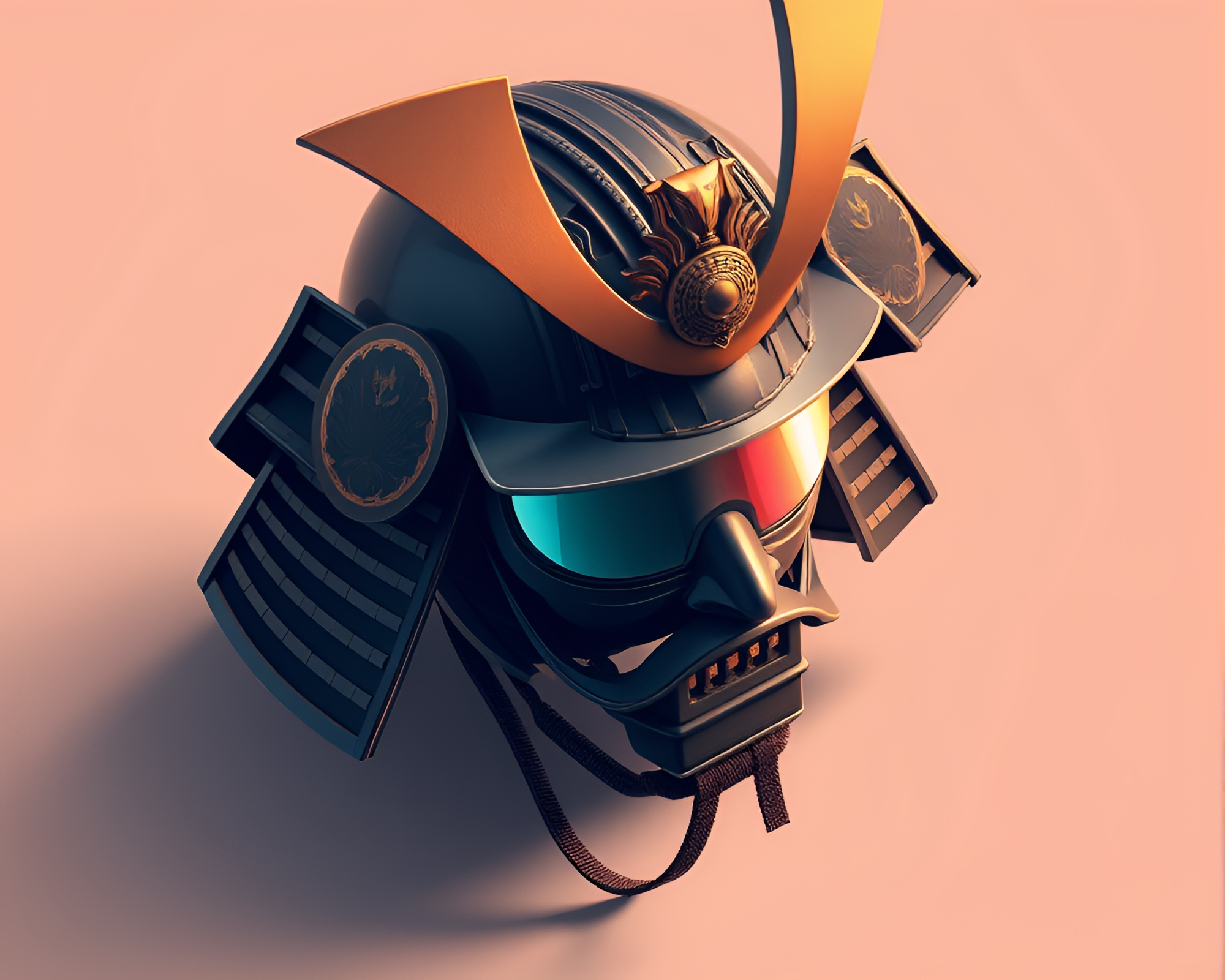 Samurai Helmet in Prism Refraction Isometric Illustration – free AI stock image