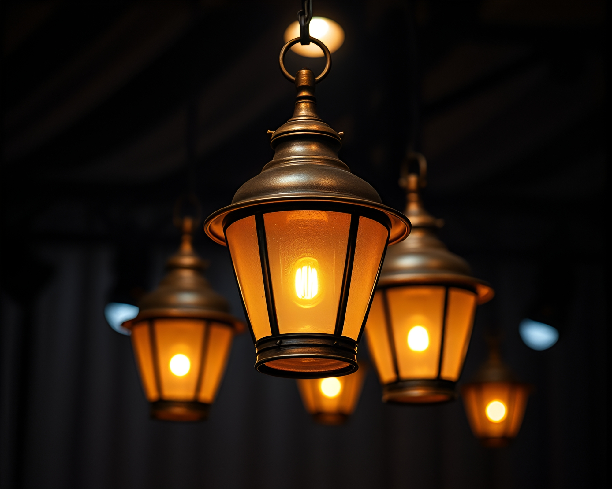 Bronze Paper Lantern Illuminated on Concert Stage – free AI stock image