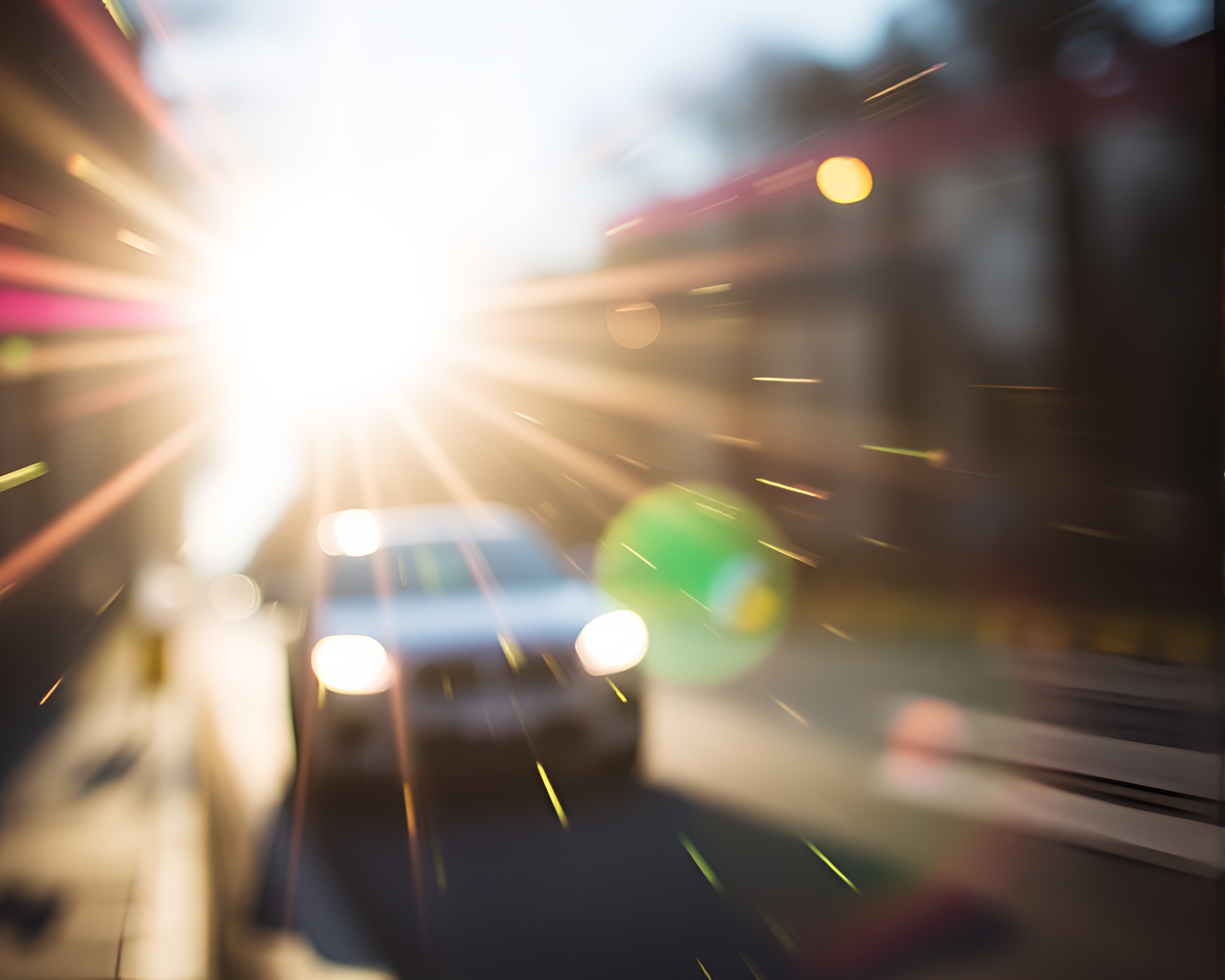 Futuristic Hover Car in Lens Flare Burst – free AI stock image