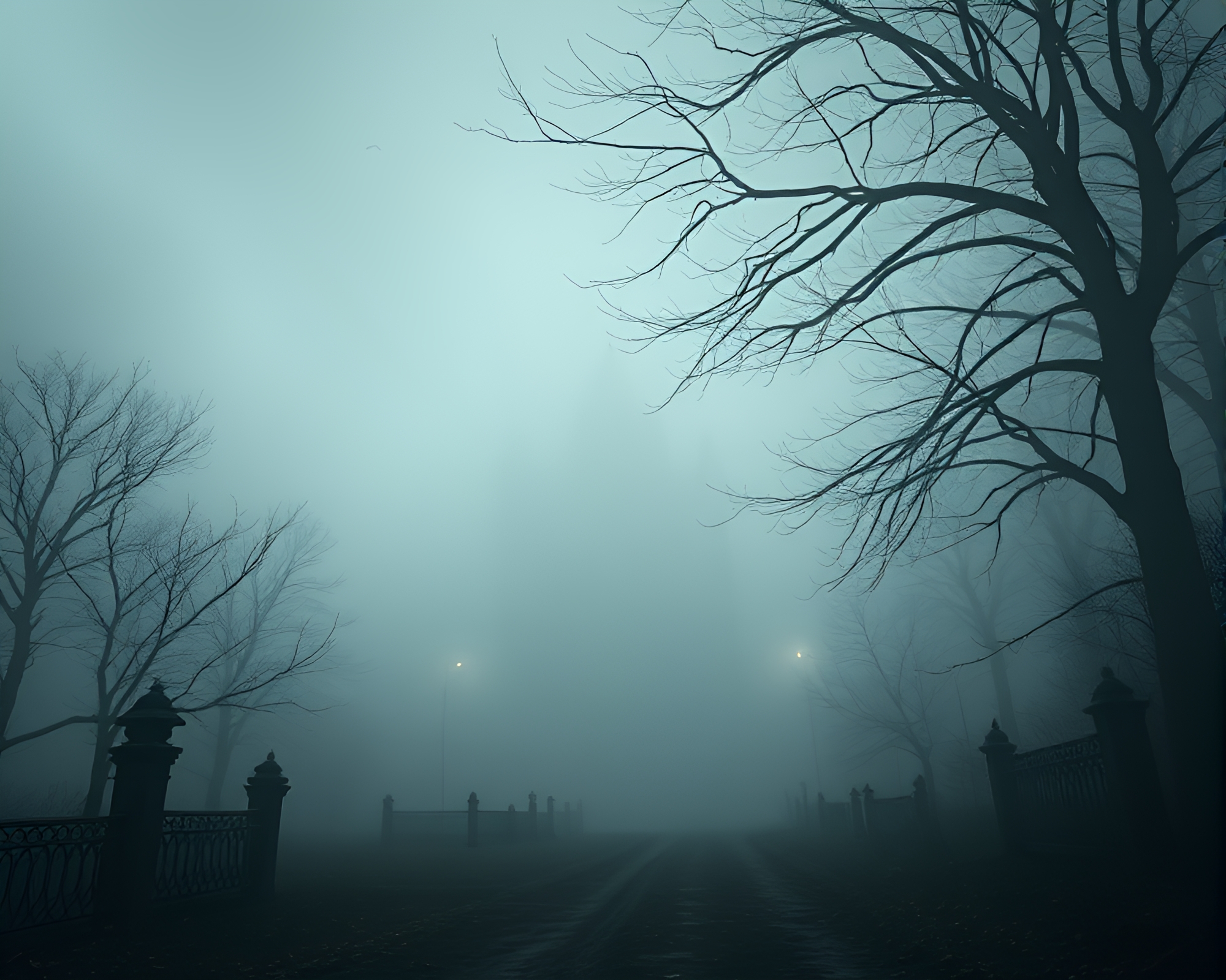 Gothic Horror Fog Banks Dystopian Scene – free AI stock image