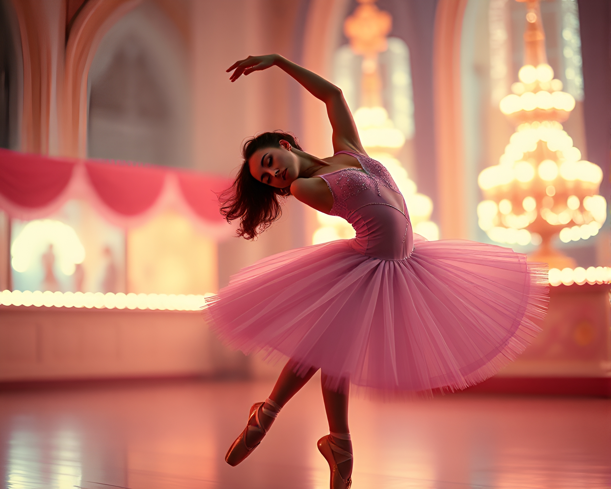 Synthwave Ballet Dancer in Focus Stacking Composition – free AI stock image