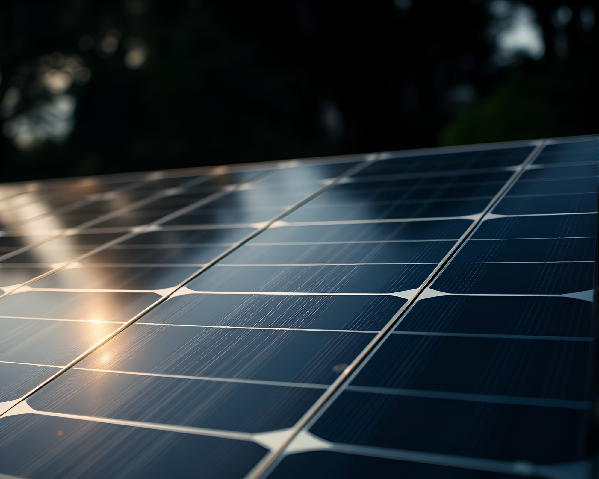 Solar Panel Forest Illuminated by Chiaroscuro Light – free AI stock image