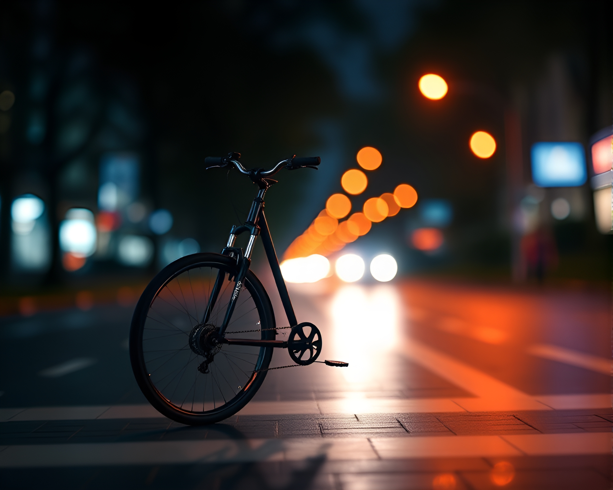 Futuristic Bicycle Grid Overlay with Bokeh Lights – free AI stock image