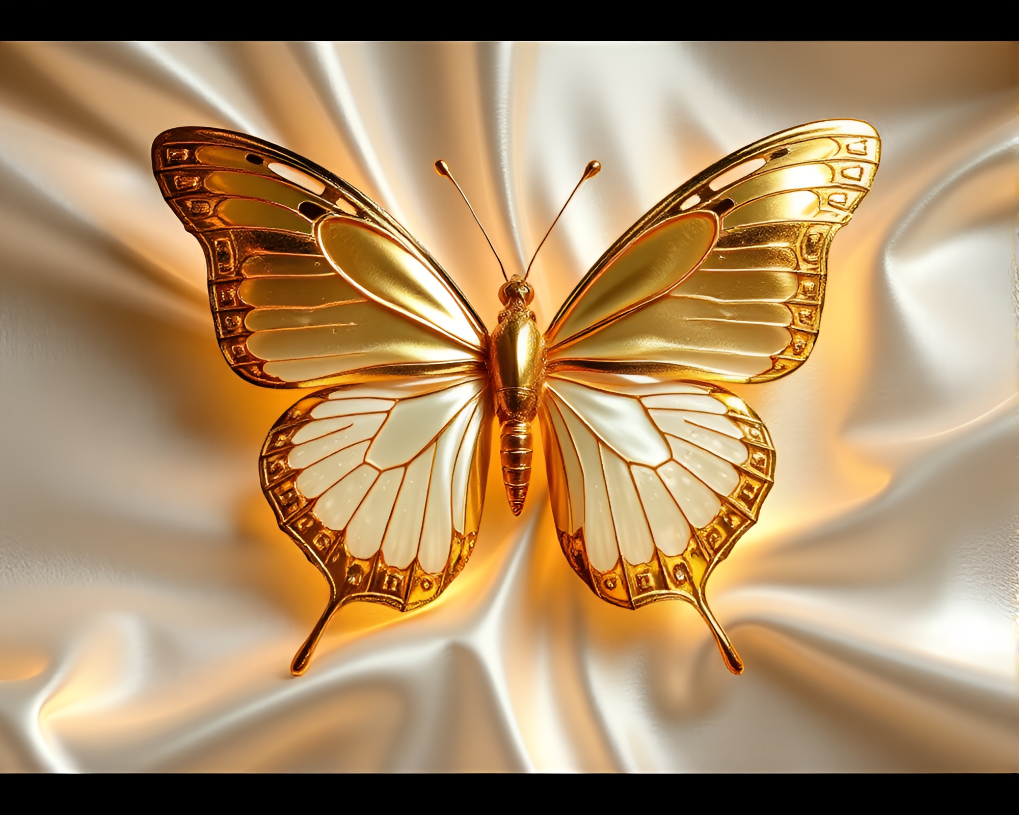 Glistening Silk Butterfly in Synthwave Ivory Glow – free AI stock image