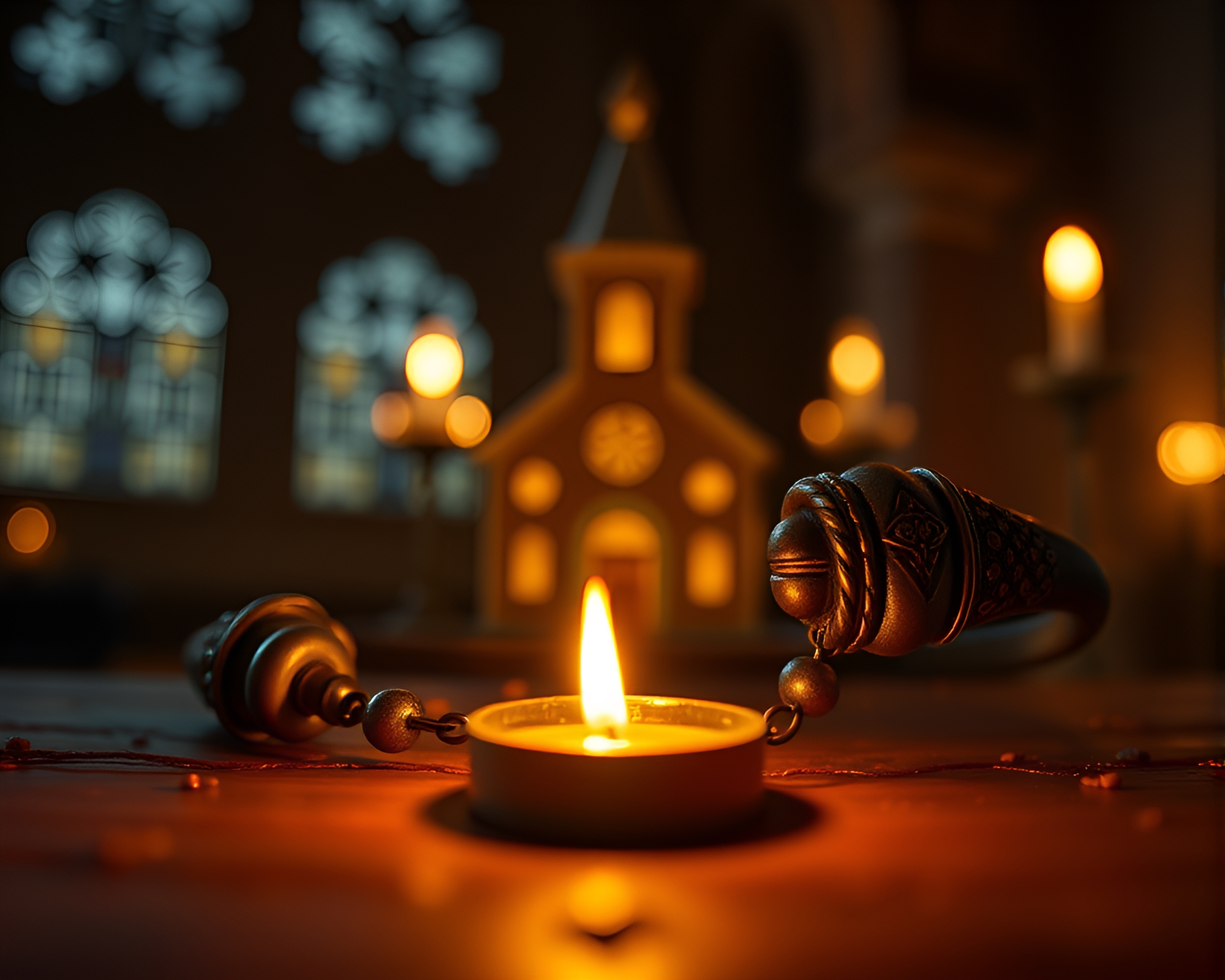 Macro Detail: Bracelet in Church Candlelight Concept Art – free AI stock image
