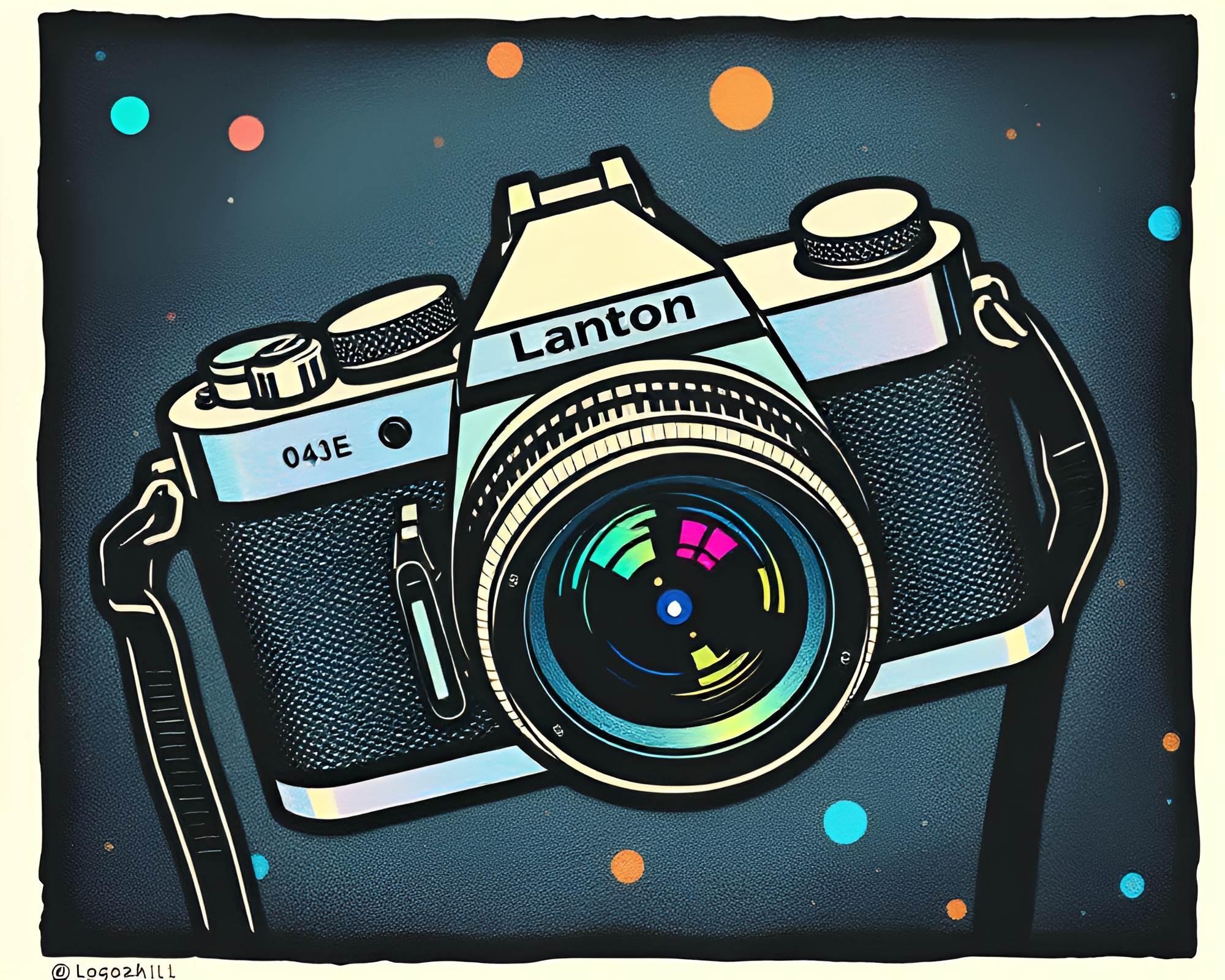 Aerial Camera Lens Capture: Iridescent Linocut Avian World – free AI stock image