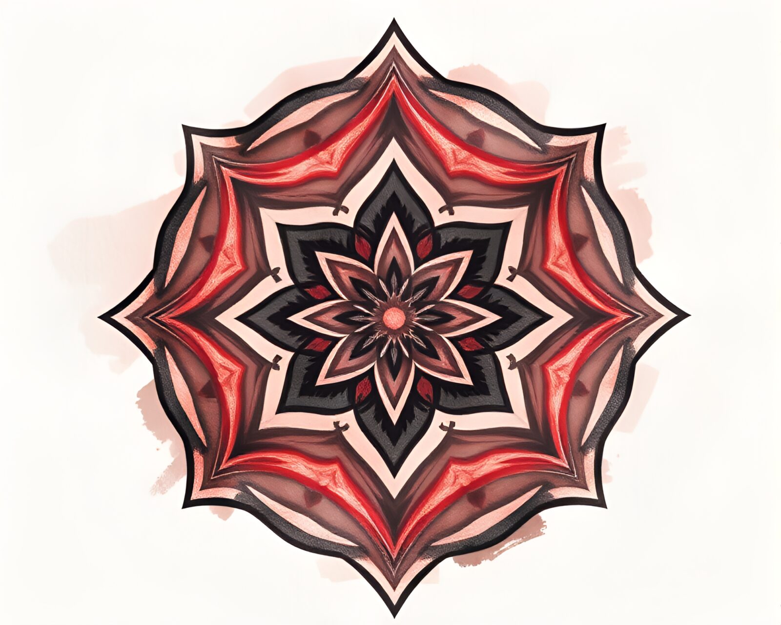 Abstract artwork showcasing intricate sacred geometry with vibrant acid wash tones