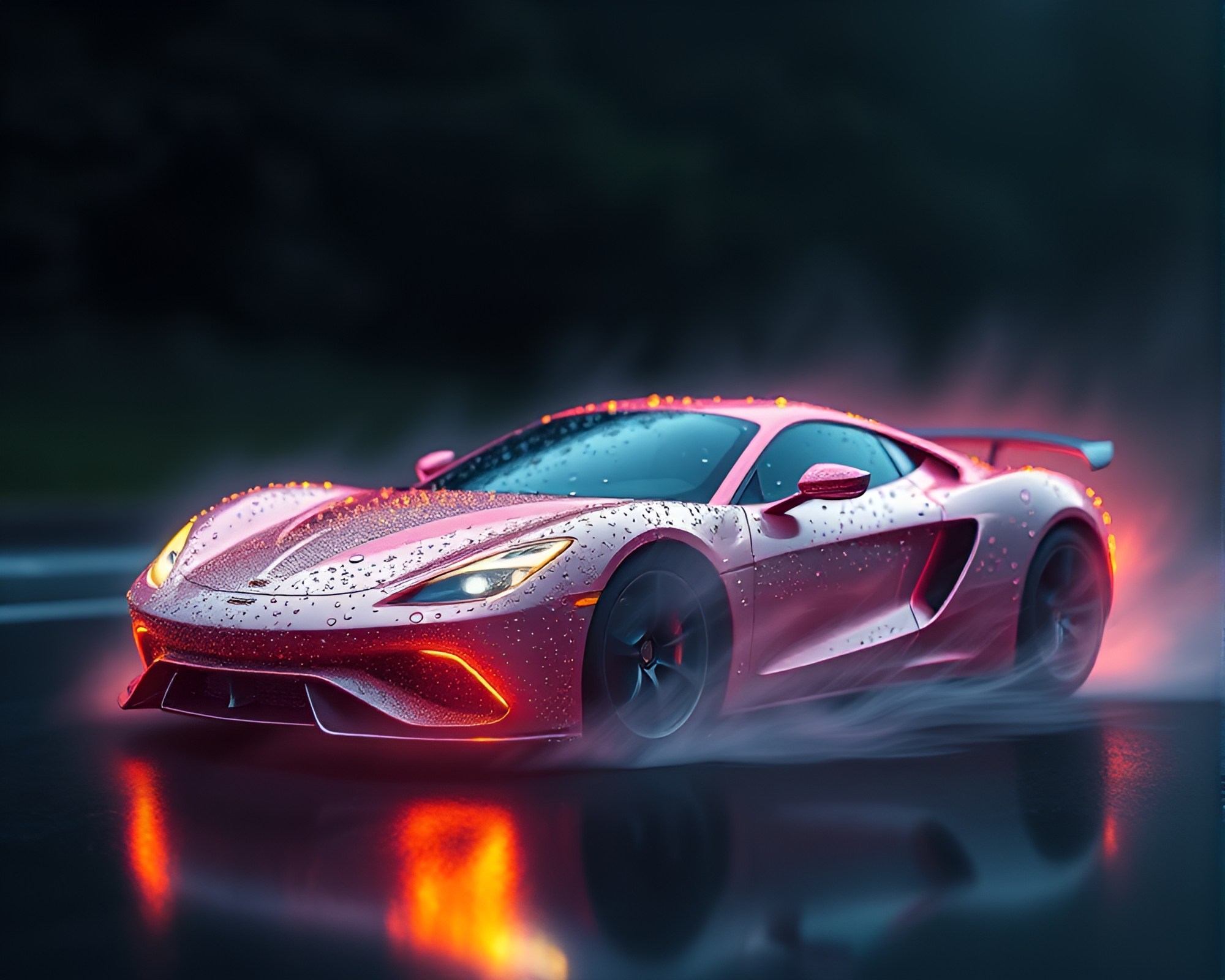 Ethereal Flying Car Adorned with Sparkling Dew Drops – free AI stock image