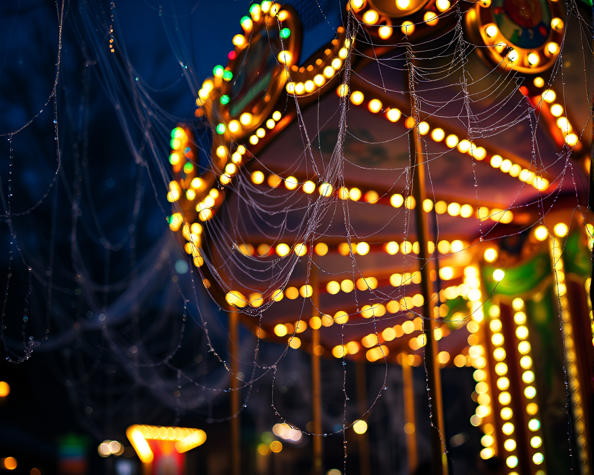 Twilight Carnival Whimsy With Iridescent Cobweb Hues – free AI stock image
