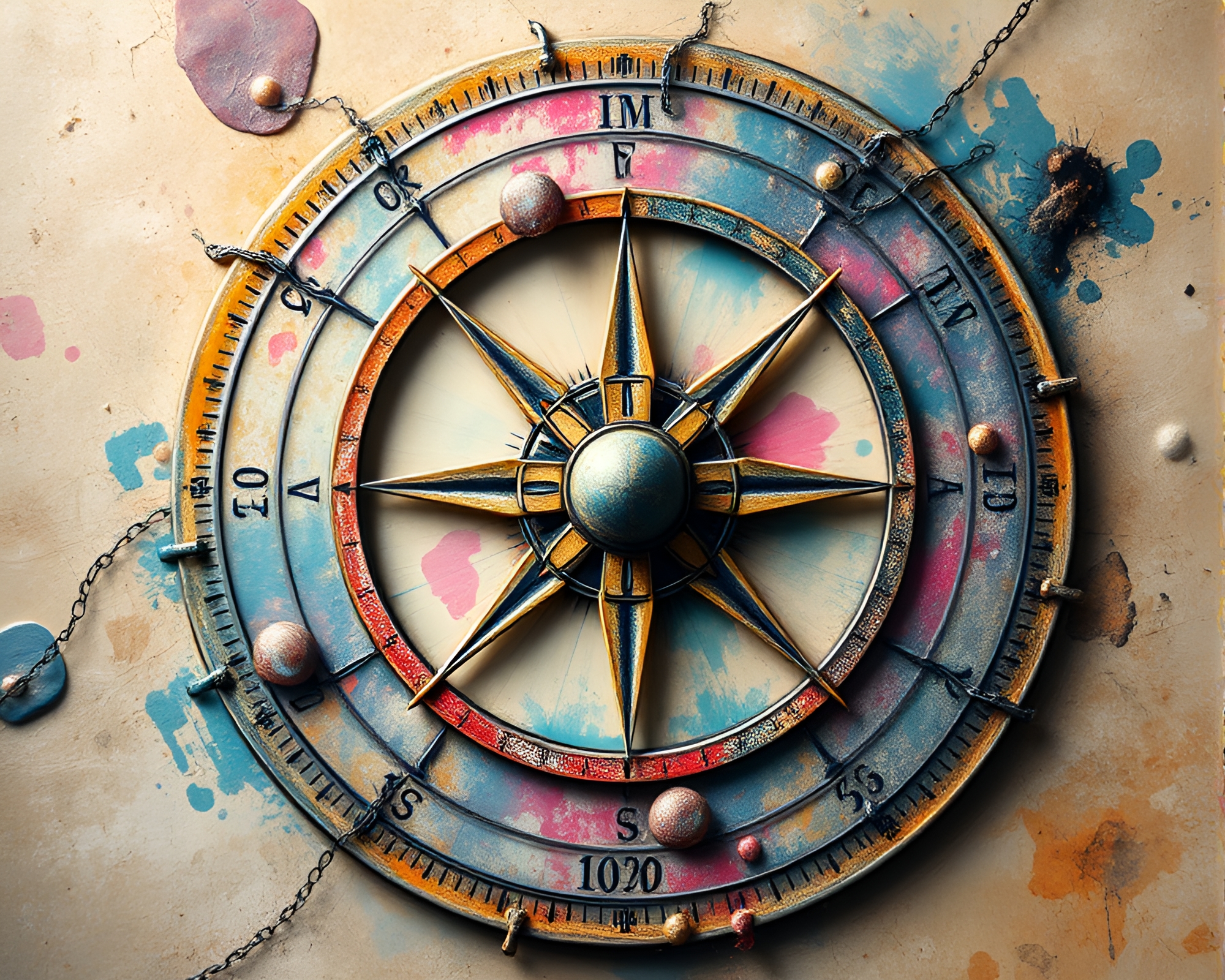 Ancient Compass in Fractal Art Style – free AI stock image