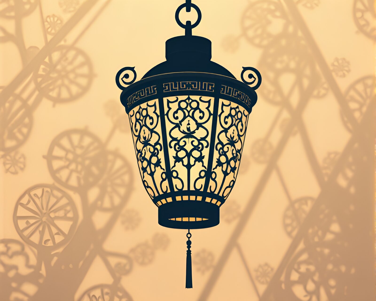 Intricate paper lantern design in futuristic shadows