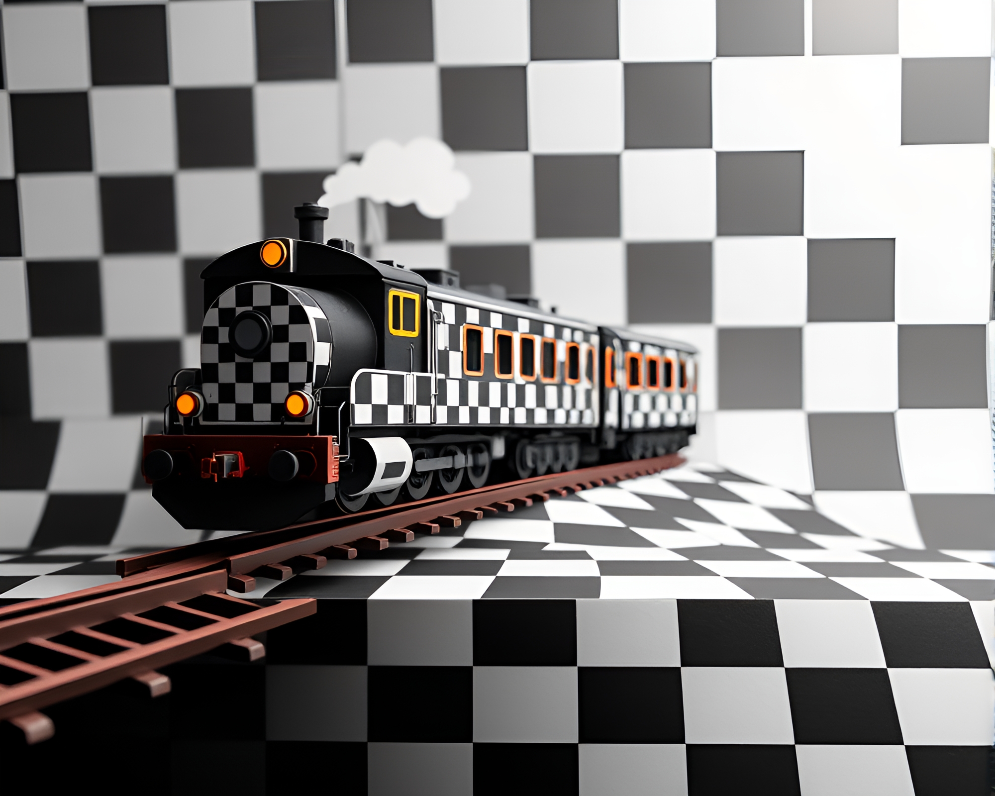 Checkered Pattern Magnetic Levitation Train – free AI stock image
