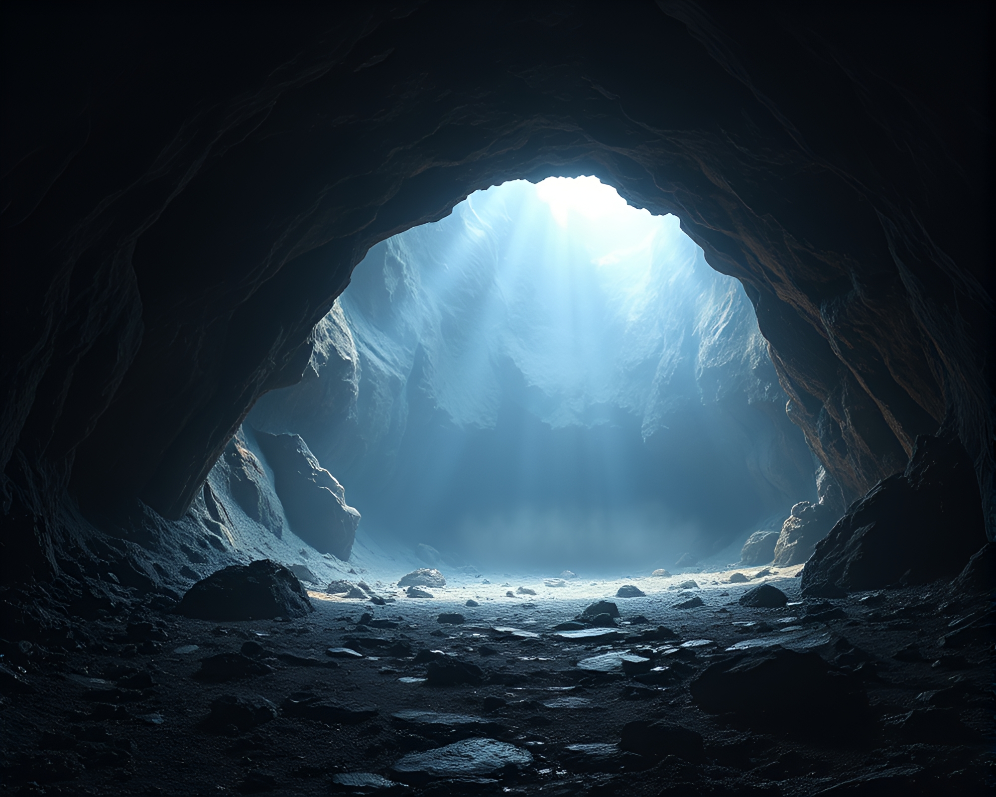 Mystical Geyser Field Through Holographic Caves – free AI stock image