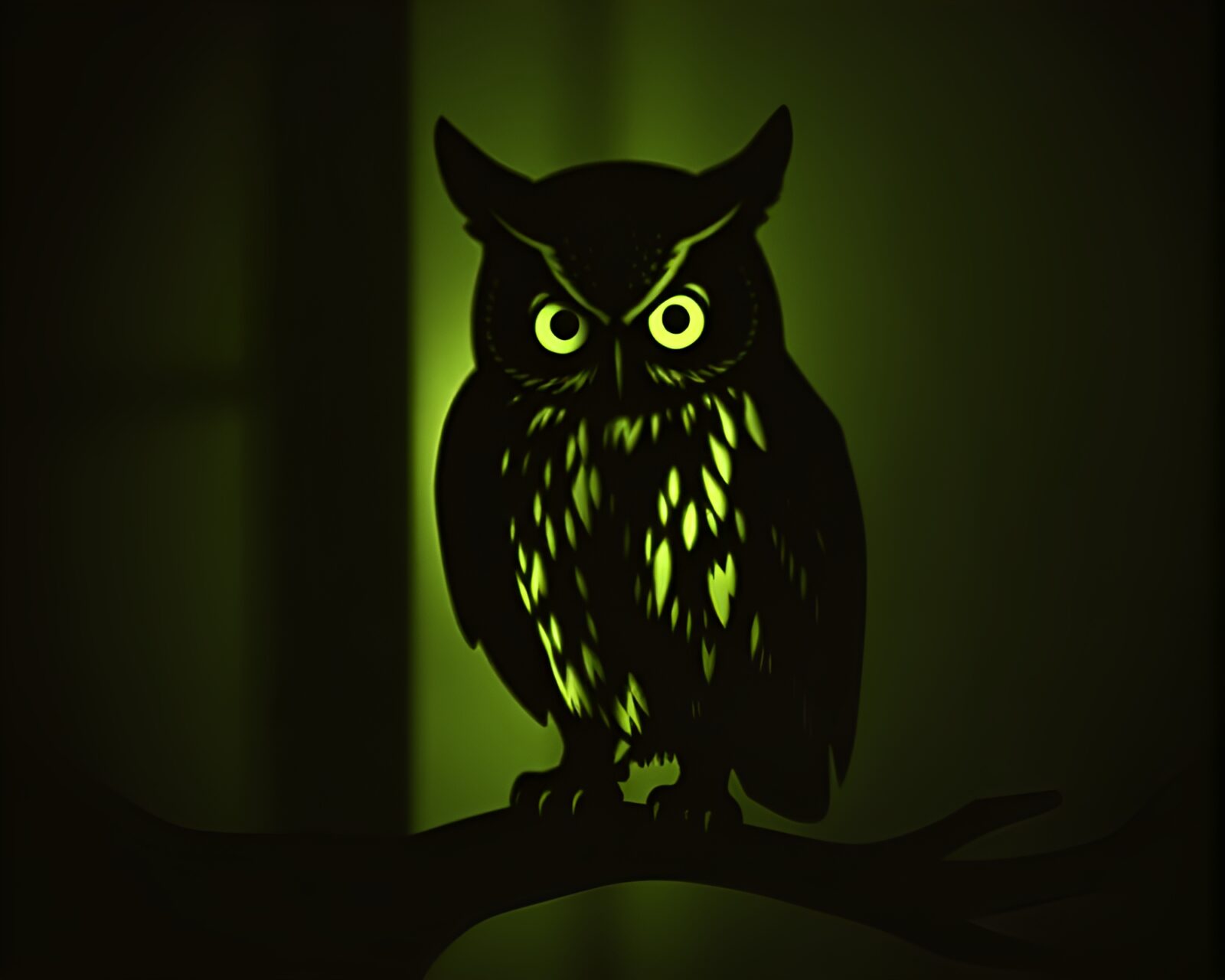 Mysterious clockwork owl statue under ambient occlusion lights