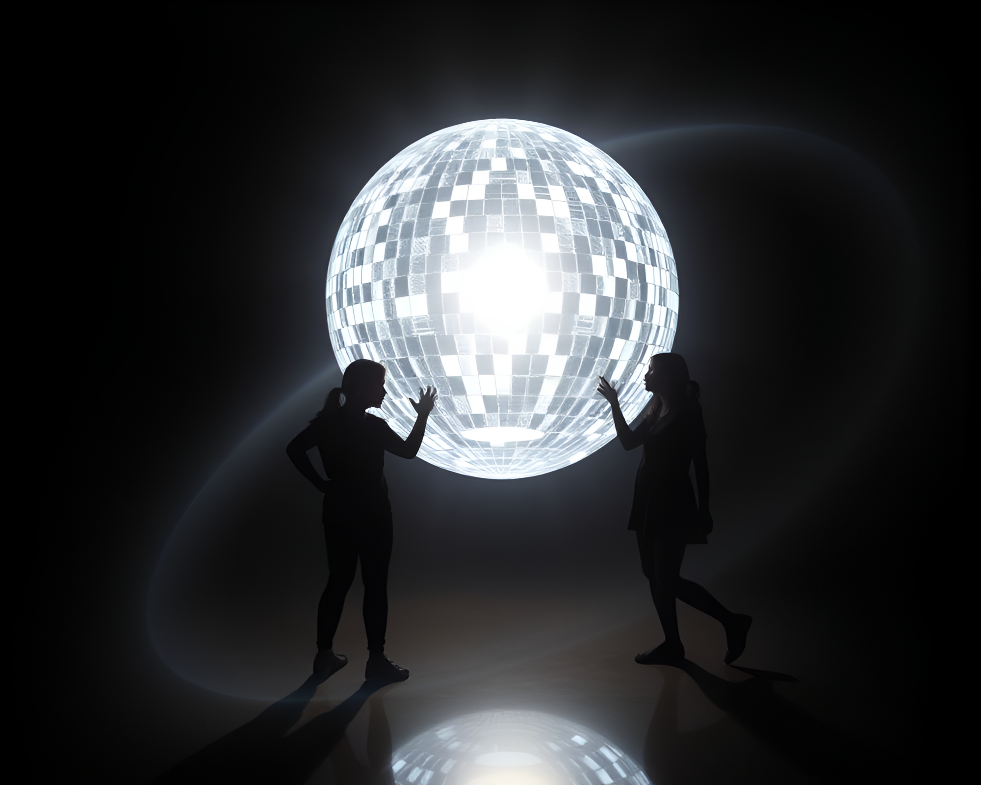 Futuristic 3D Bioprinter Silhouette Disco Ball X-ray – free AI stock image