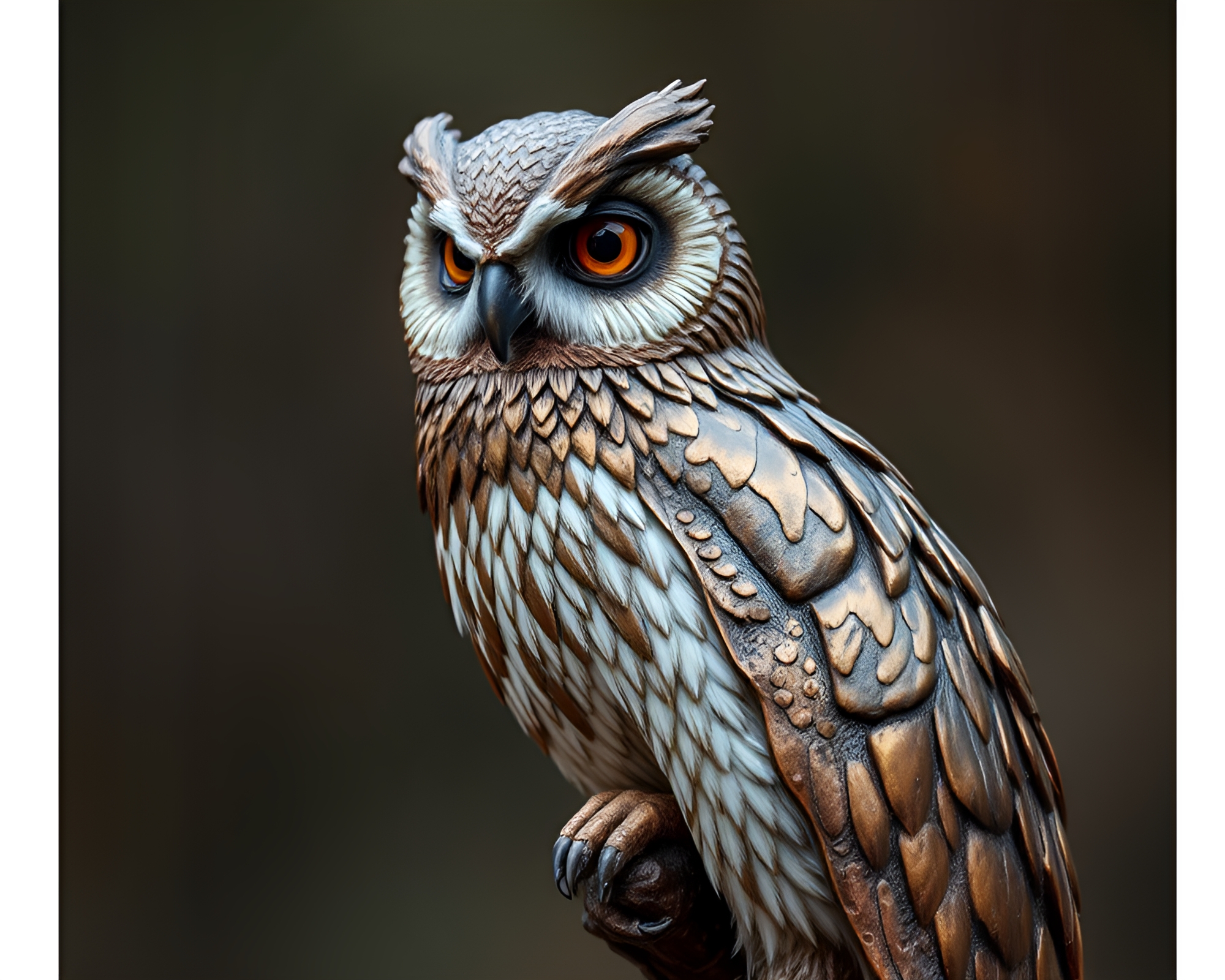 Mystical Owl: Bronze Tilted Mixed Media Art – free AI stock image