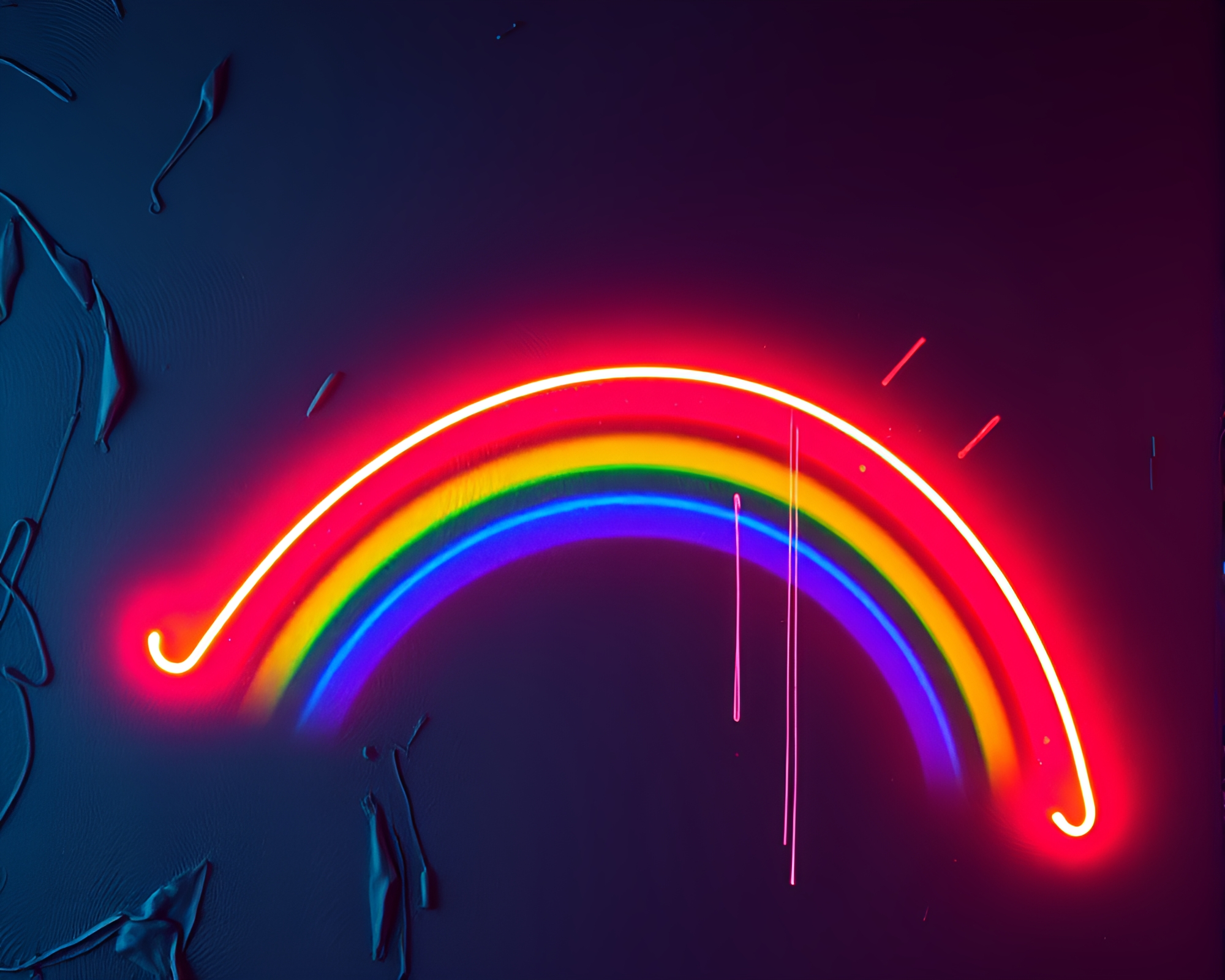 Neon Refracted Rainbow: Photorealistic Graffiti Ribbon Art – free AI stock image