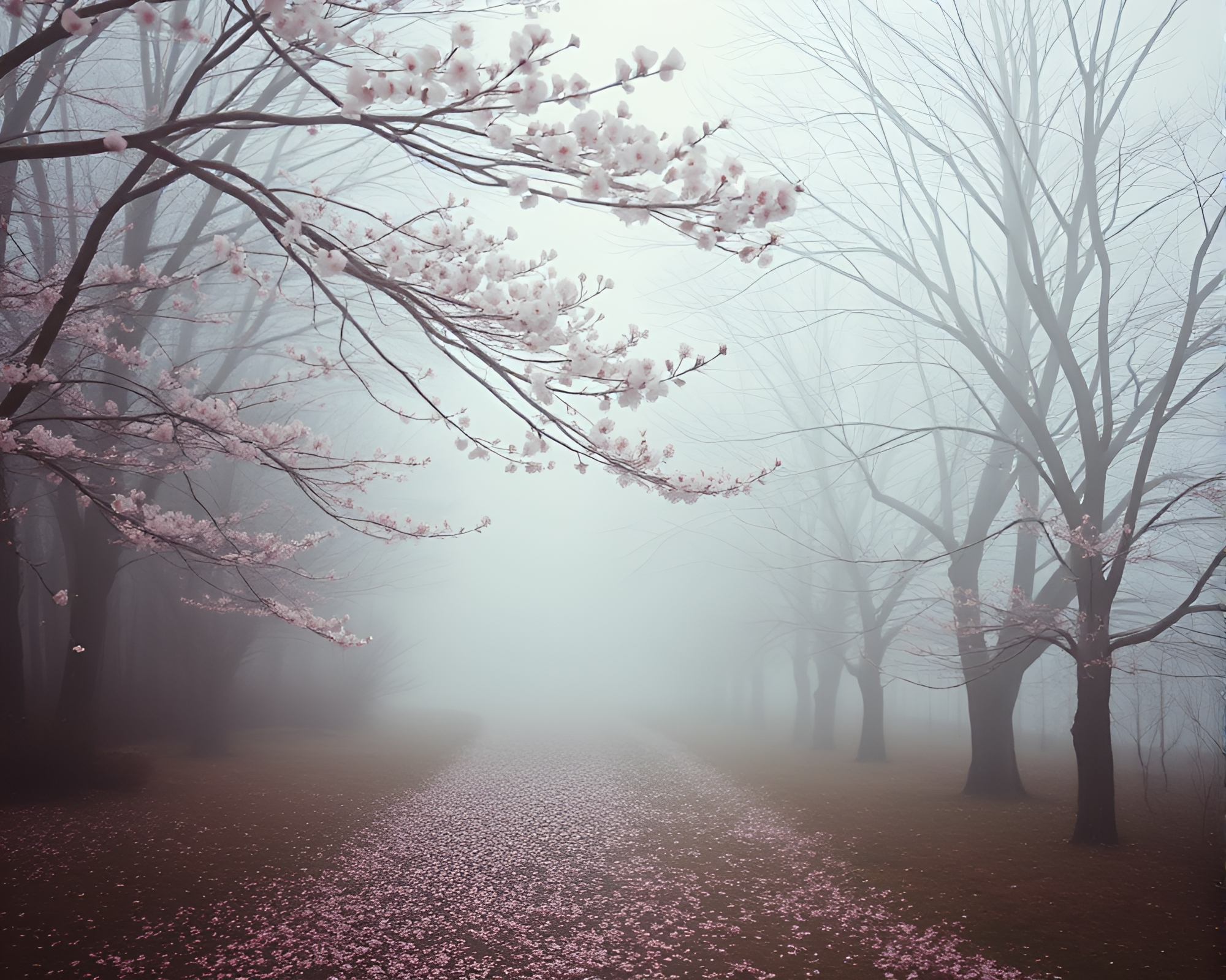 Spring Blossom Double Exposure: Copper Twilight – free AI stock image
