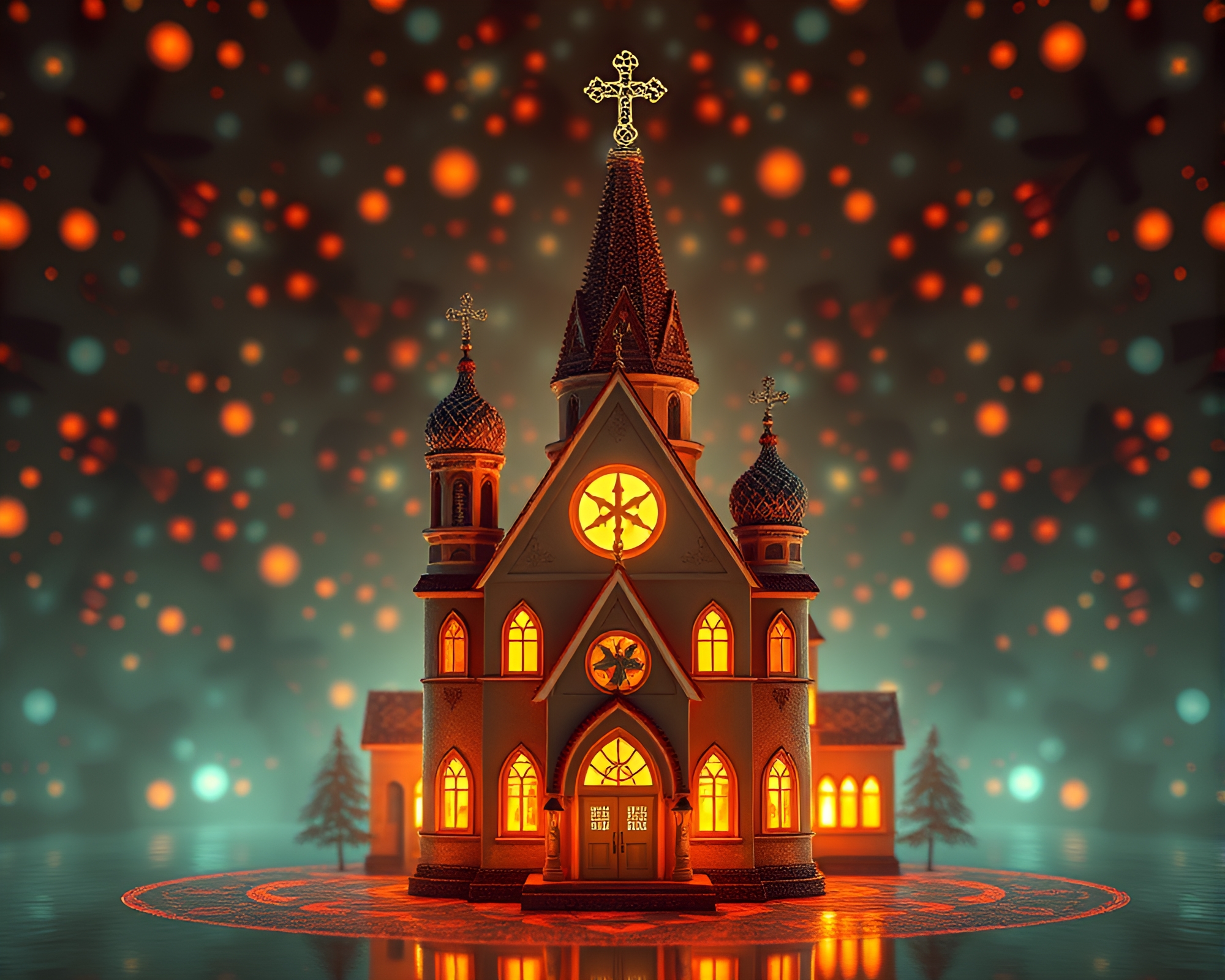 Fractal Matryoshka Doll in Church Candlelight – free AI stock image