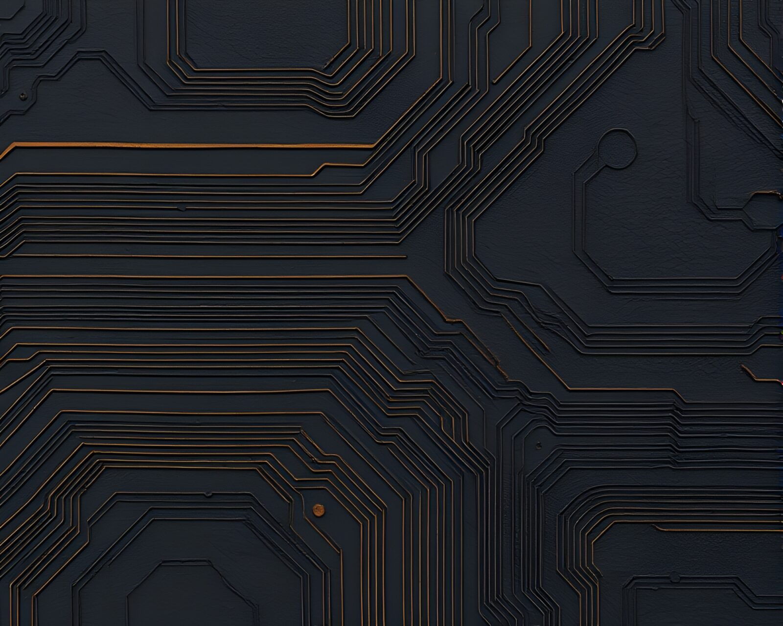 Abstract oil painting of circuit board on textured black cloth