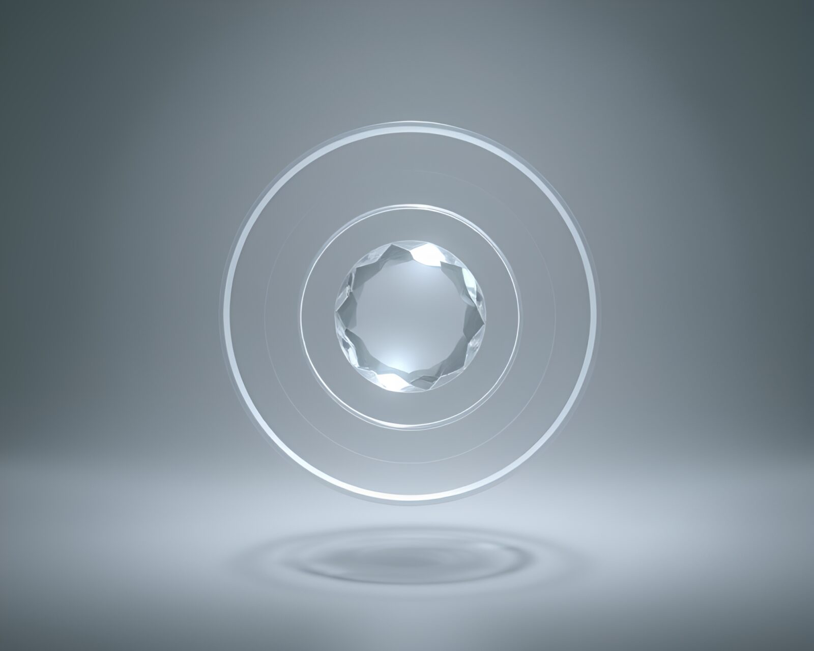 Abstract wireframe rendering of floating concentric crystal circles