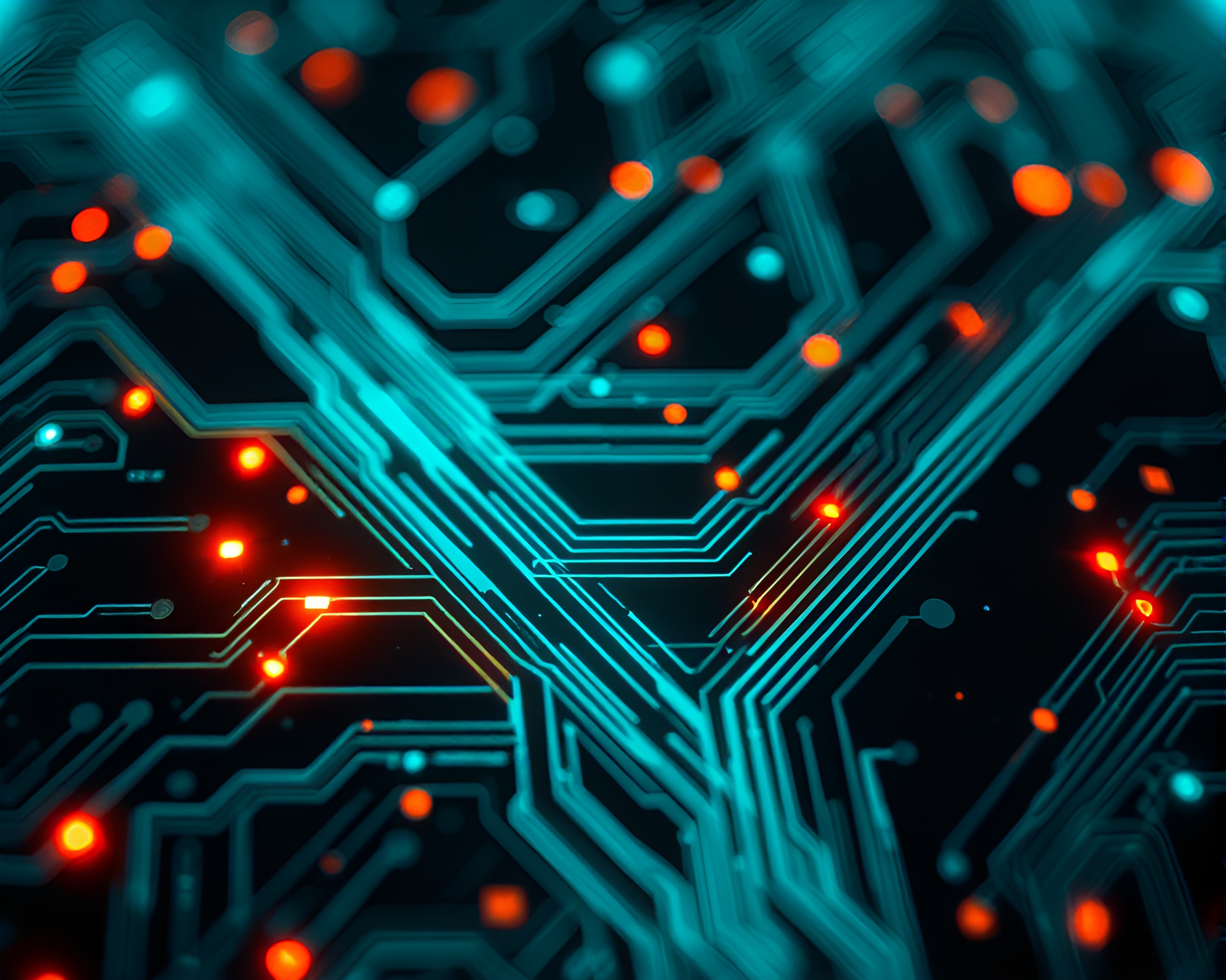 Cybernetic Oasis: Traces of Light Leaks – free AI stock image