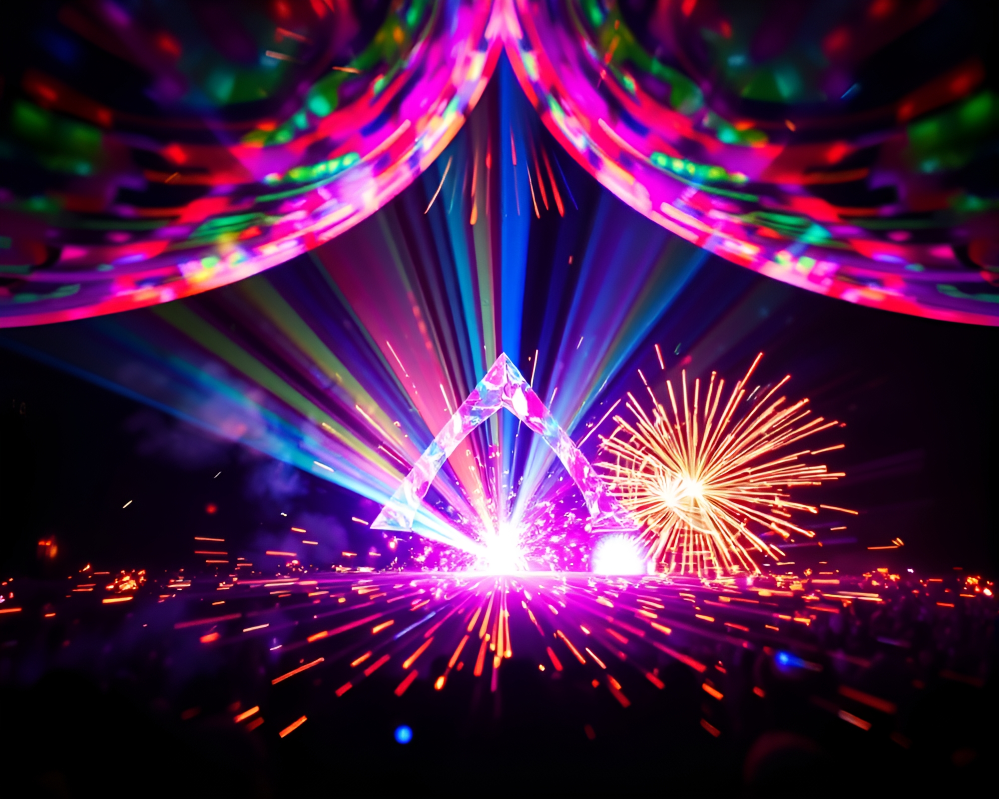 Astral Festival: Prism Refraction in Geometric Abstraction – free AI stock image
