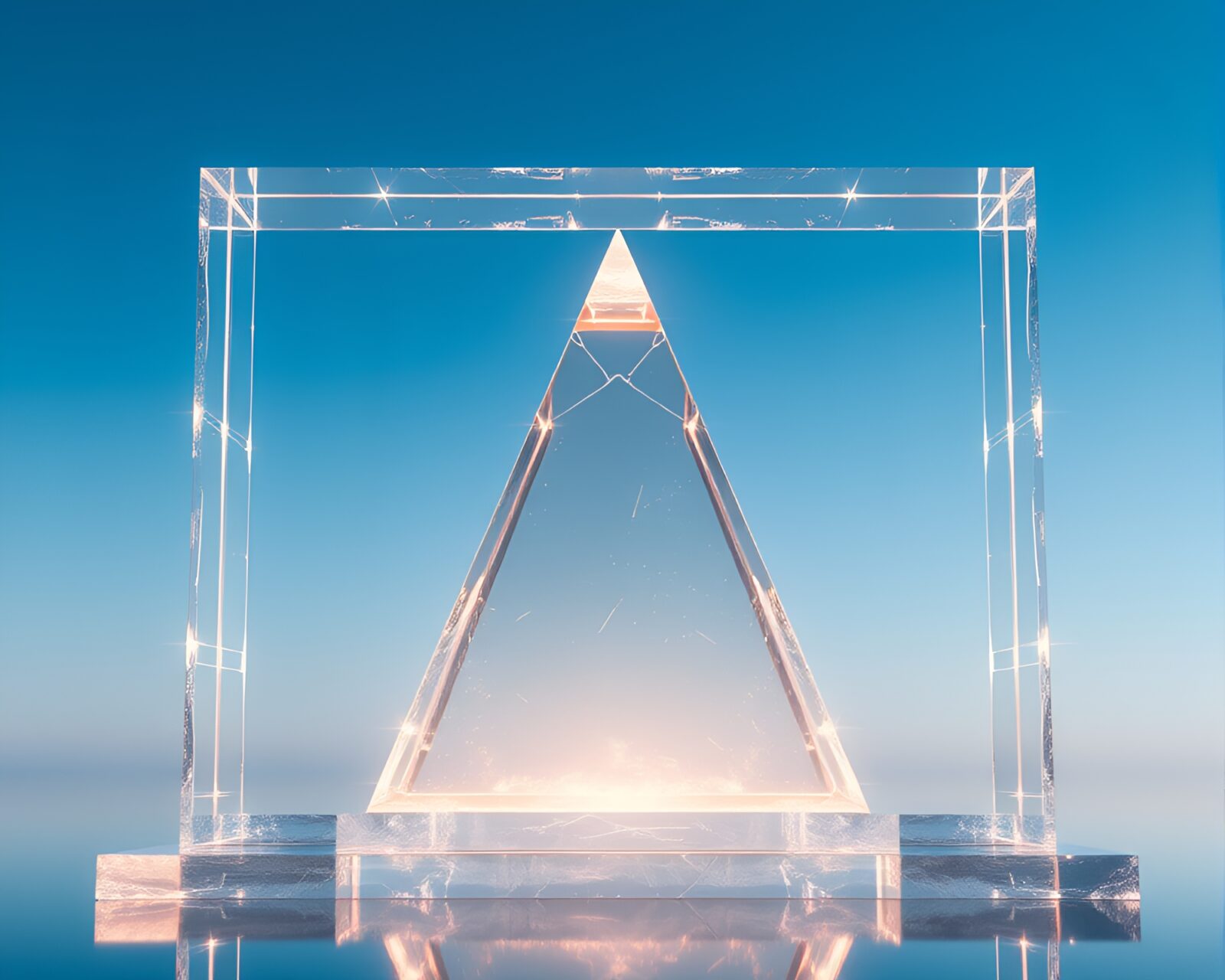 Glowing obelisk surrounded by digital data visualization frames