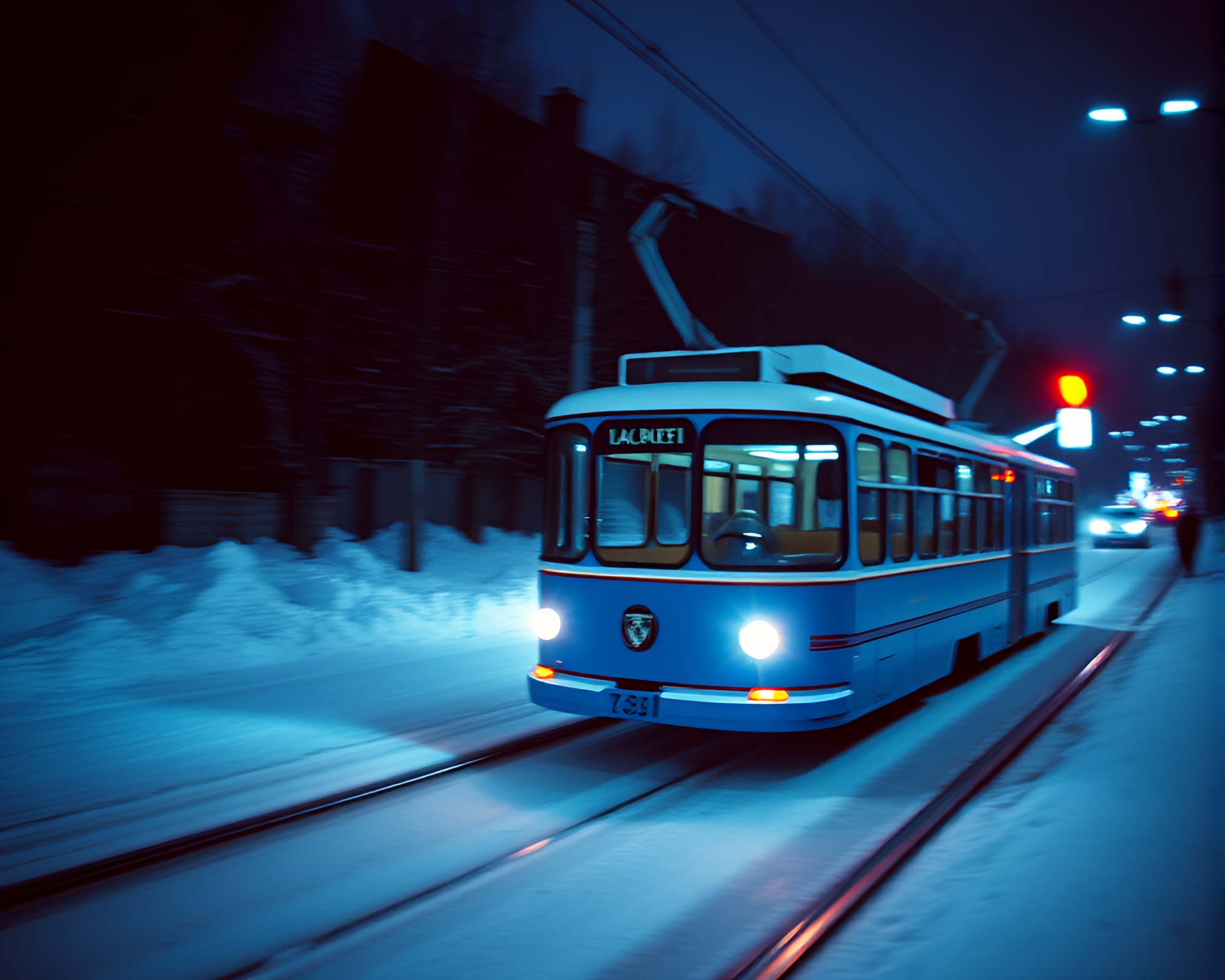 Lens Distorted Cable Car in Arctic Noir – free AI stock image