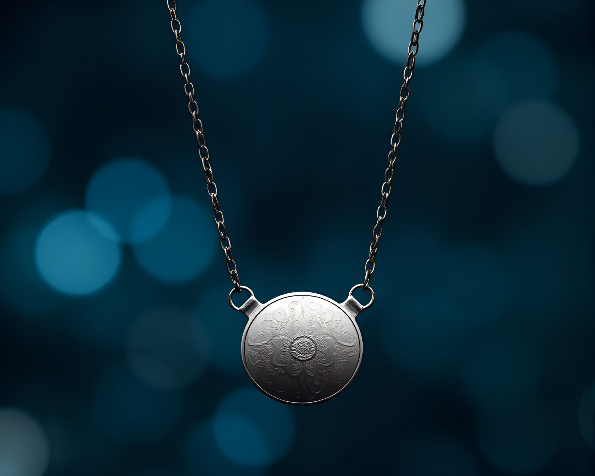 Vector Halftone Necklace in Steel-Blue Soft Focus – free AI stock image