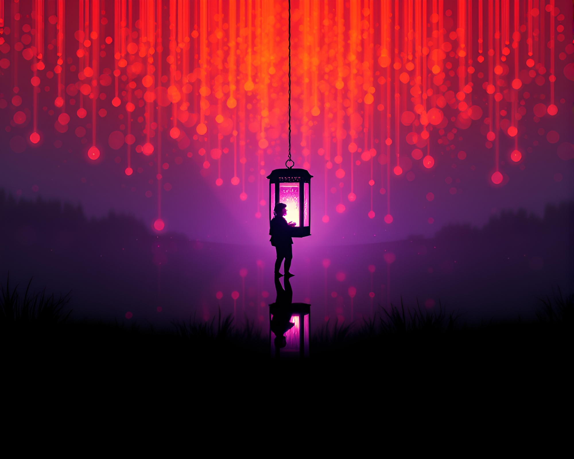 Etheral Crystal Reflection in Glitch Lantern Light – free AI stock image