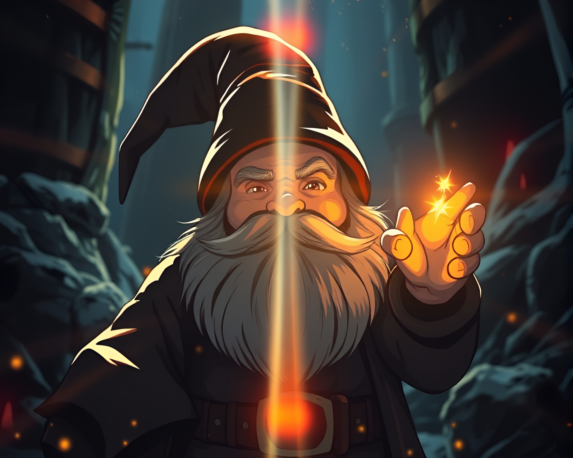 Dwarf Warrior Bathed in Lens Flare Glory – free AI stock image