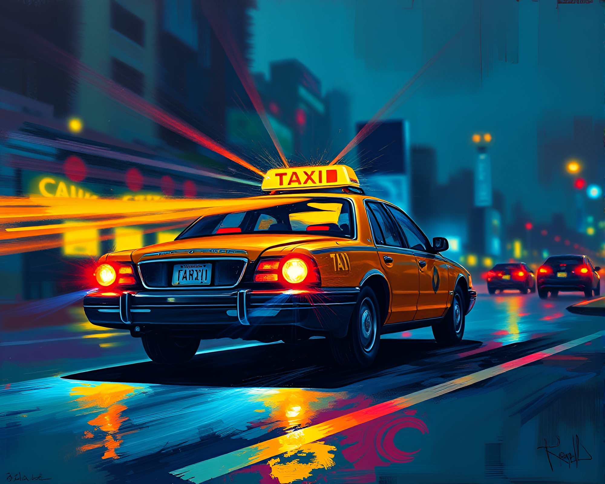 Futuristic Hover Taxi Evading Laser Beams – free AI stock image