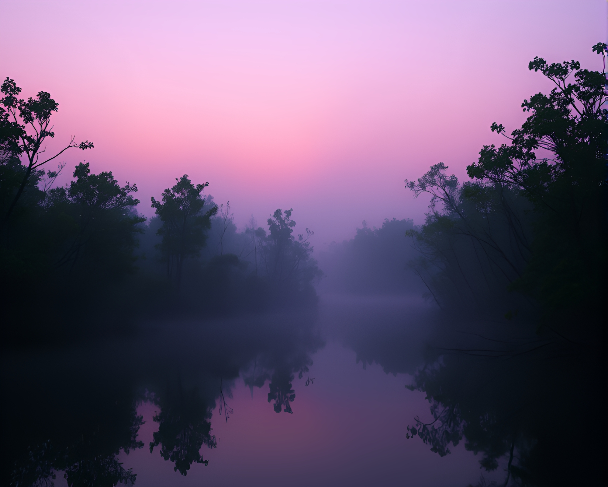 Fog Drifting in Twilight Mangrove Swamp – free AI stock image