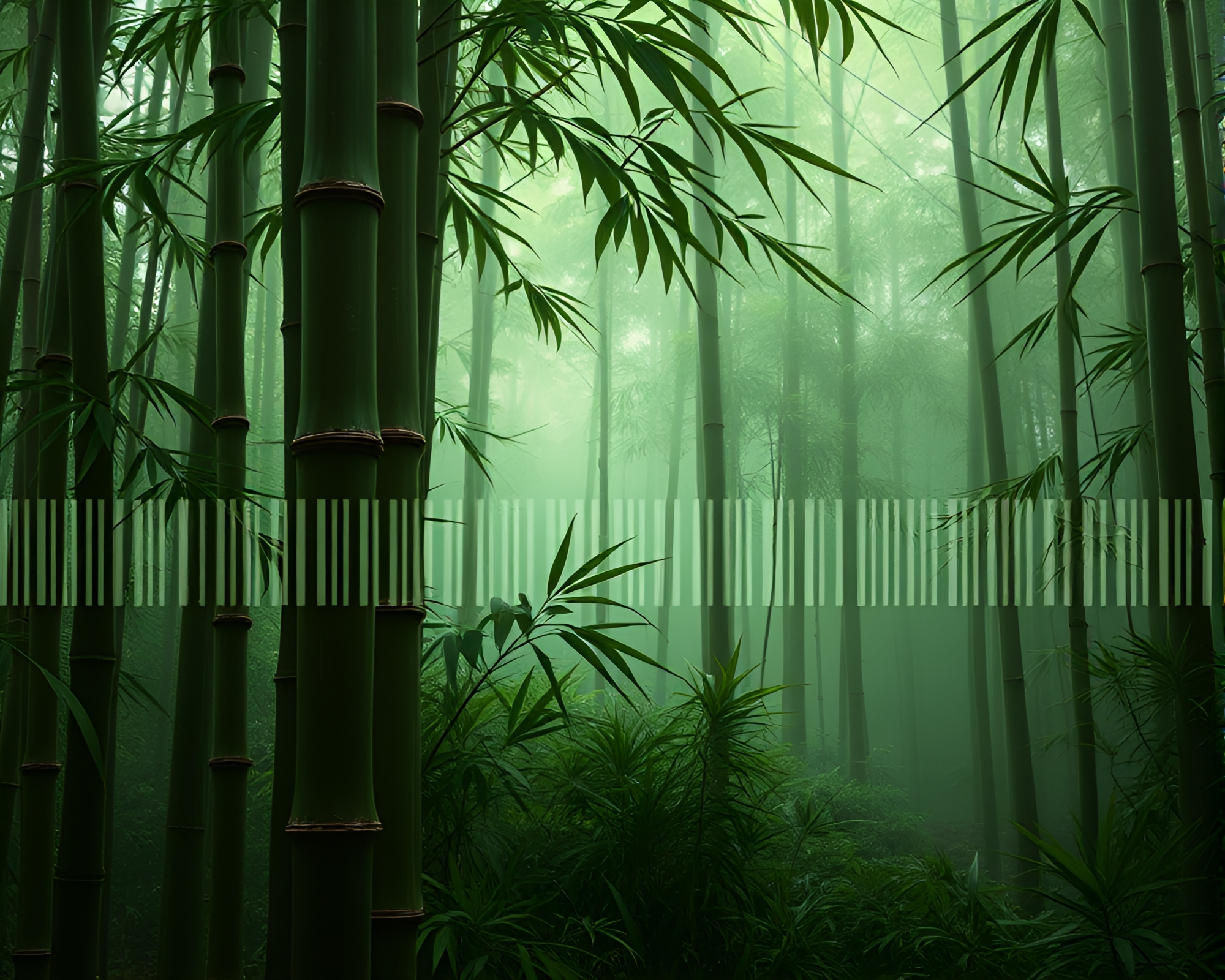 Bamboo Flute Melody in Barcode Rainforest Symphony – free AI stock image