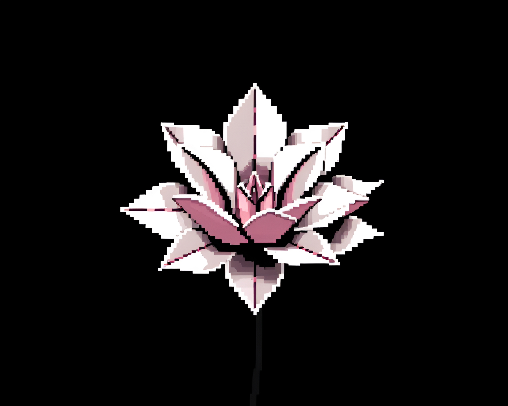 Pixelated Origami Flower in High-Contrast Noir 8-Bit Art – free AI stock image