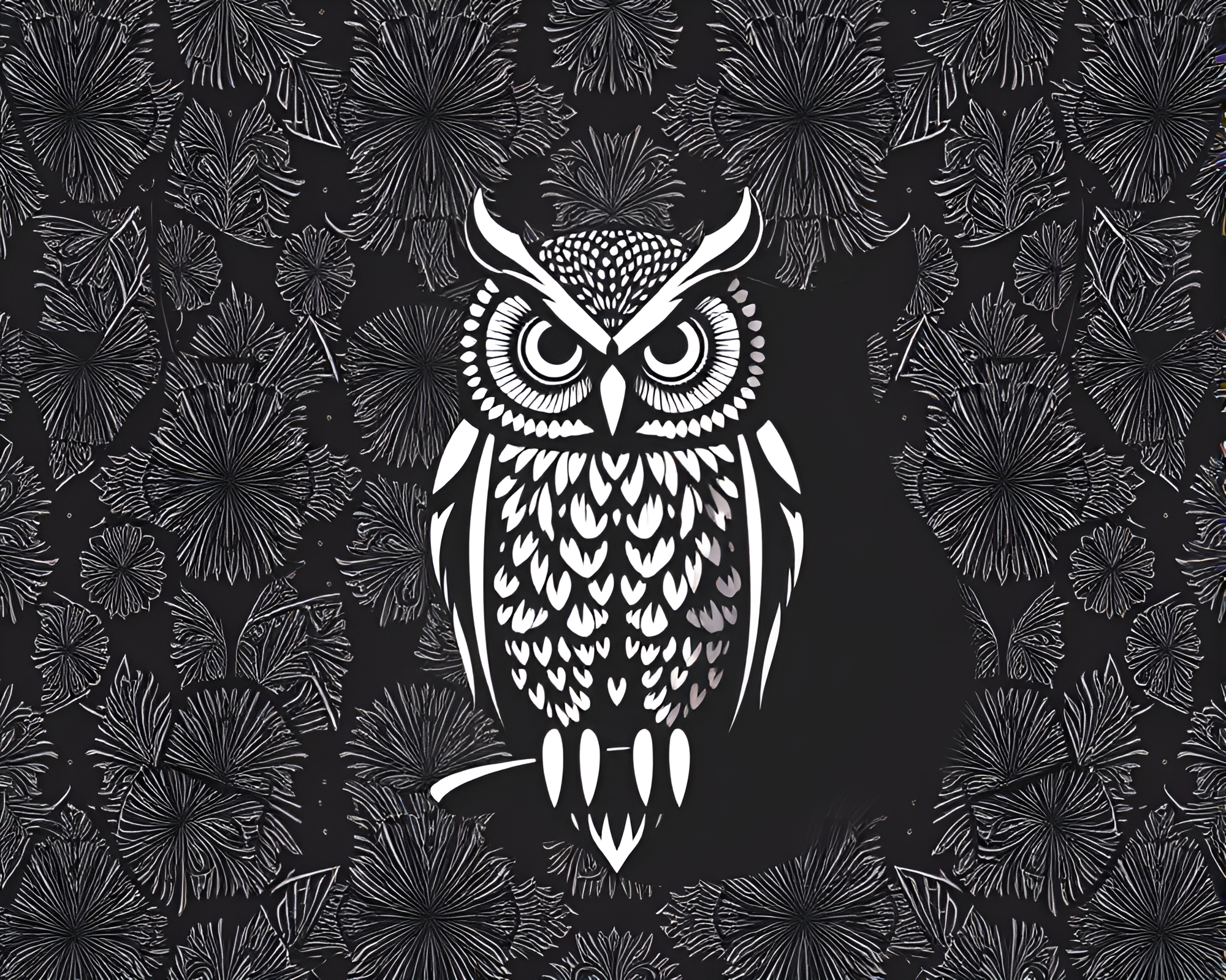 Intricately Patterned Owl in Halftone Shadows – free AI stock image