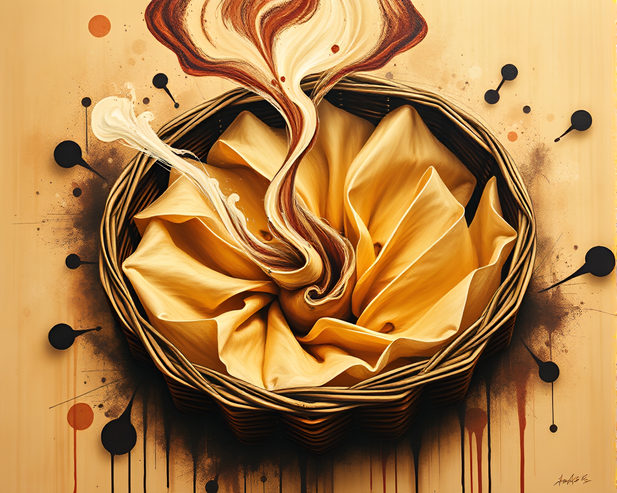 Twisting Vortex Dim Sum Basket Graffiti – free AI stock image