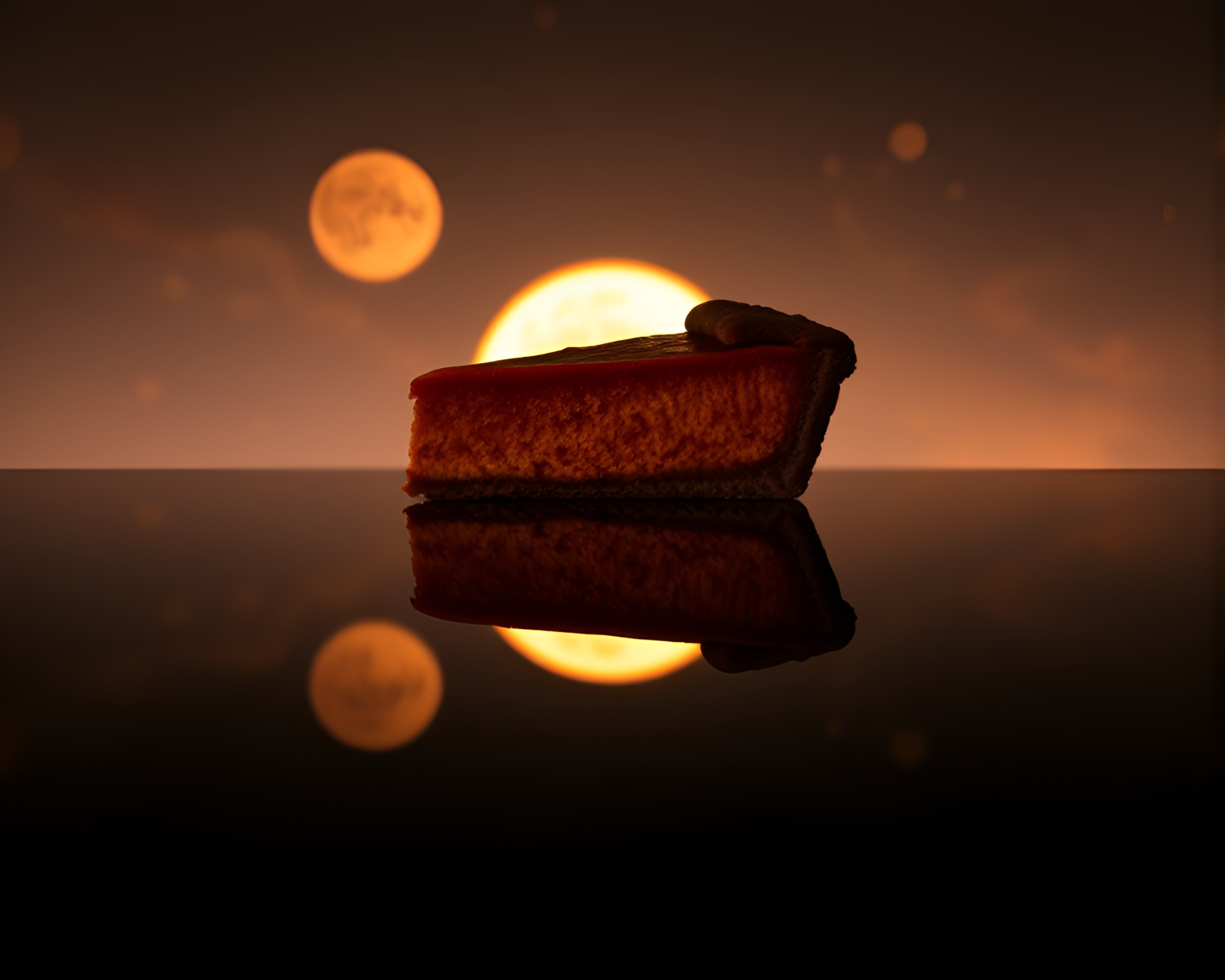 Planetary Pumpkin Pie Reflection Silhouette – free AI stock image
