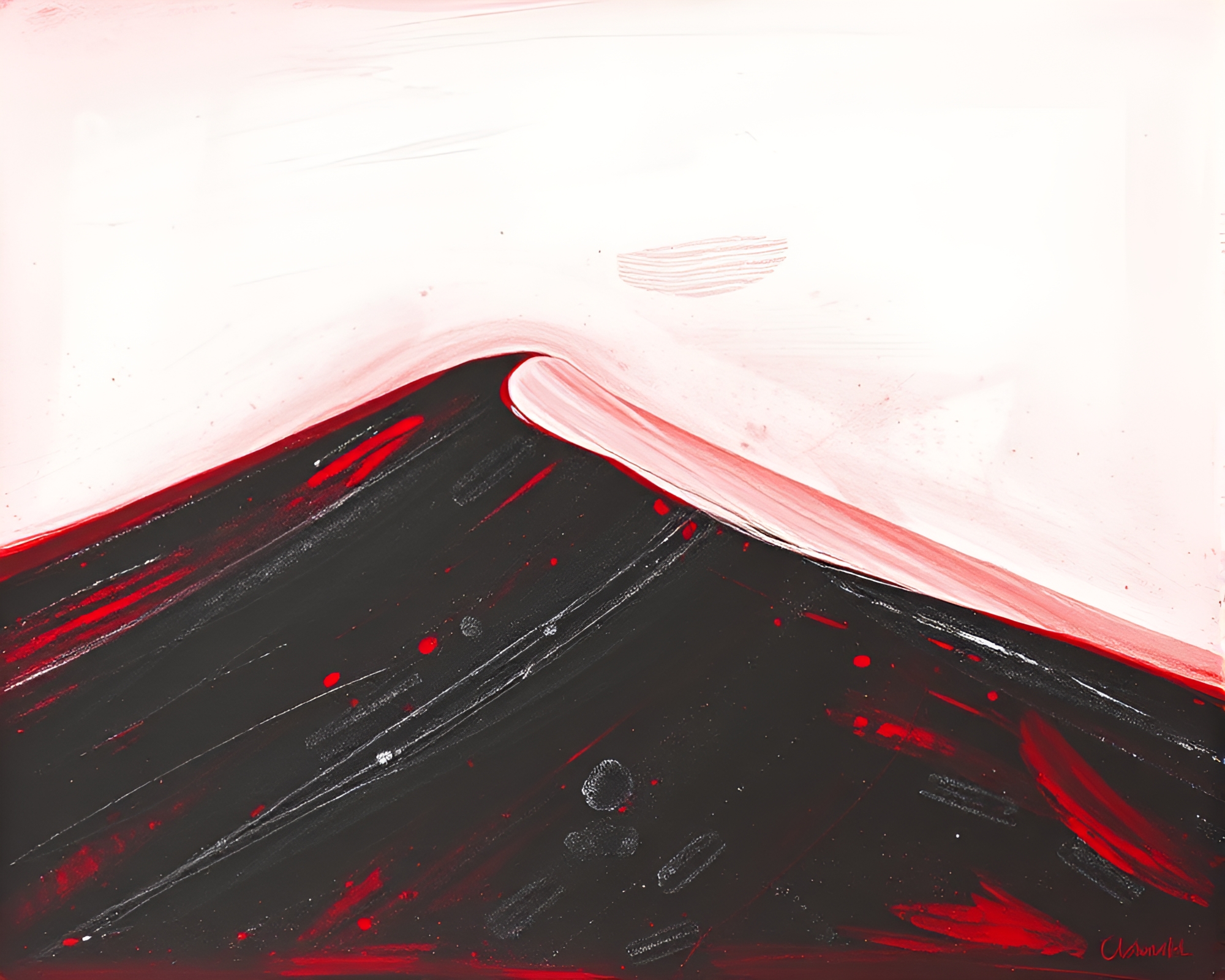 Chalk Scrawls in Monochrome Red Gouache Sand Dune – free AI stock image