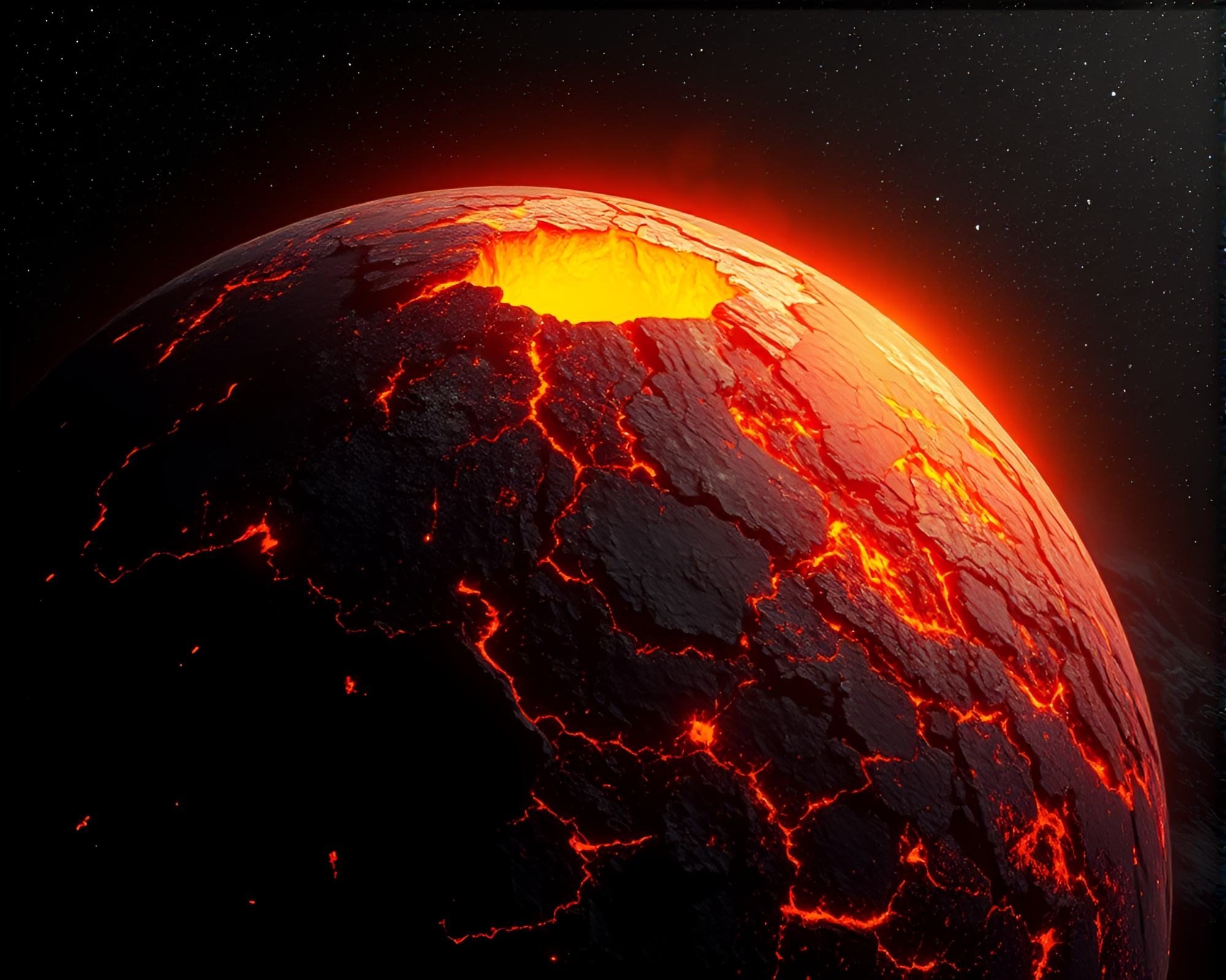Volcanic Crater Illuminated with Phosphorescent Glow – free AI stock image