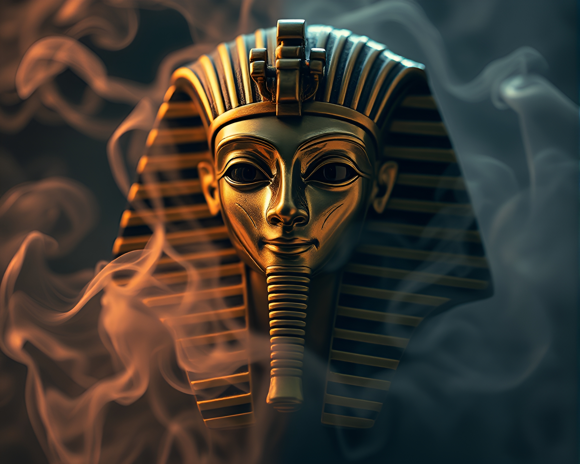 Pharaoh’s Mask in Smoke Ring Miniature – free AI stock image