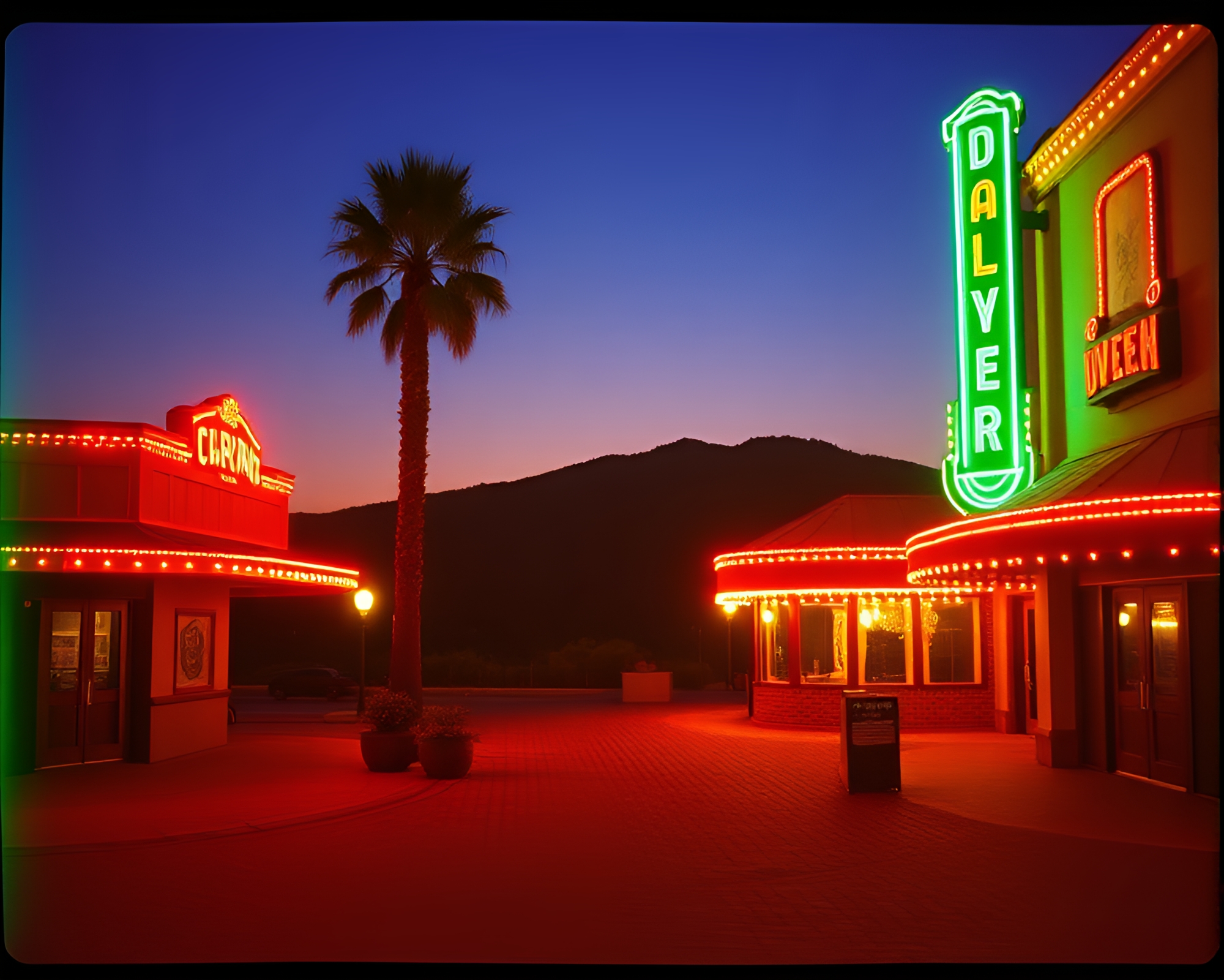 Enigmatic Oasis with Film Burn Auras – free AI stock image