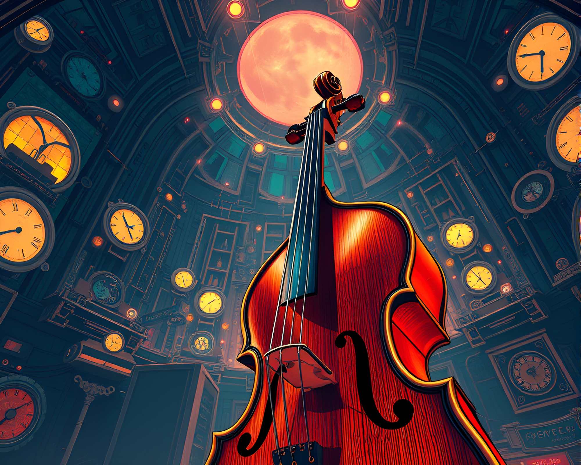 Steampunk Cello Concert in Jewel Tones – free AI stock image