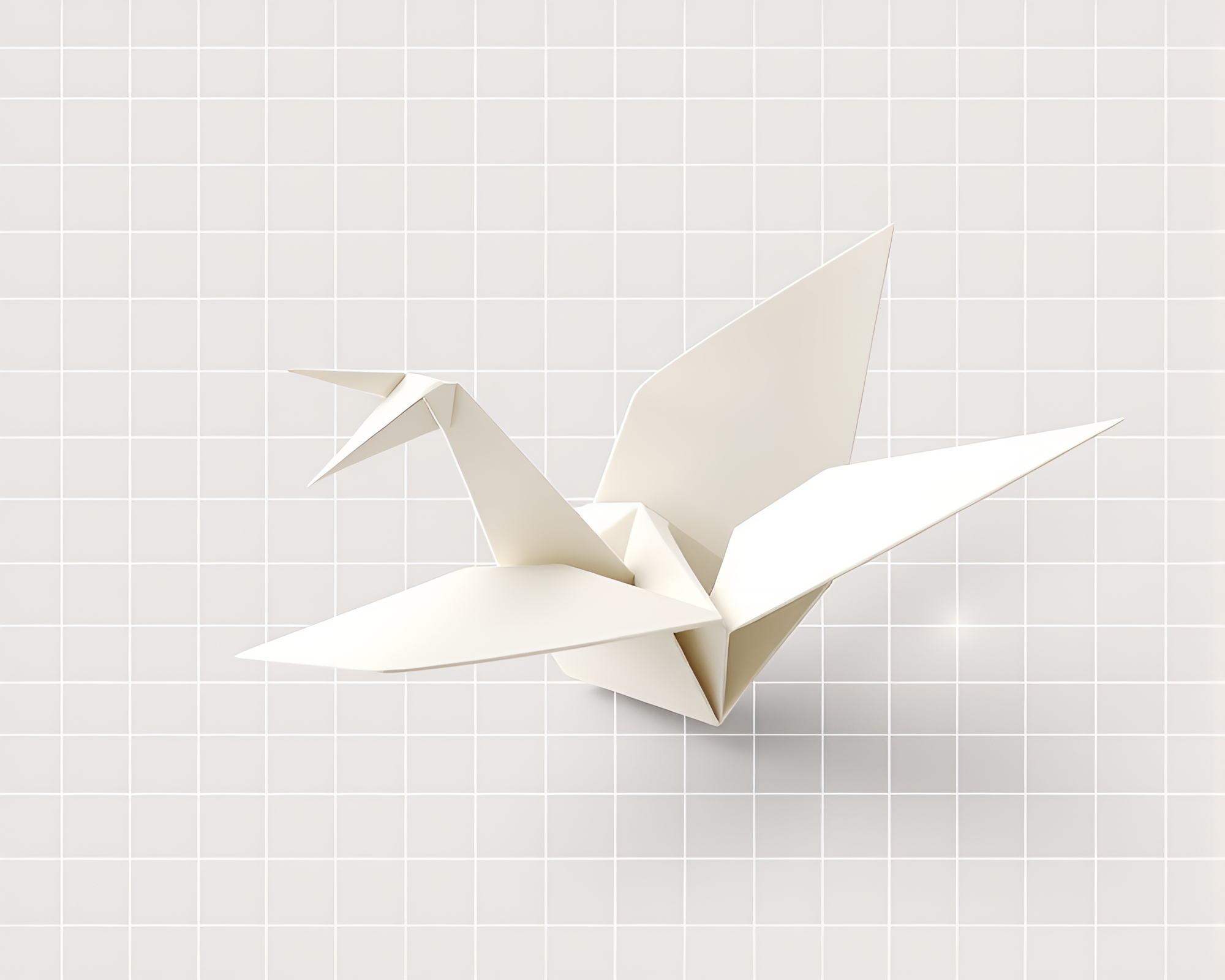 Ivory Origami Cranes Grid Overlay Composition – free AI stock image