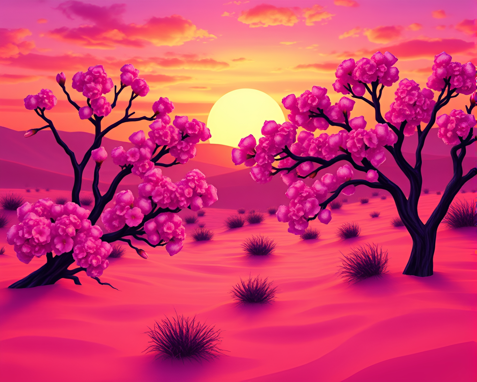 Silk Kimono Bubble Cluster at Desert Sunset – free AI stock image